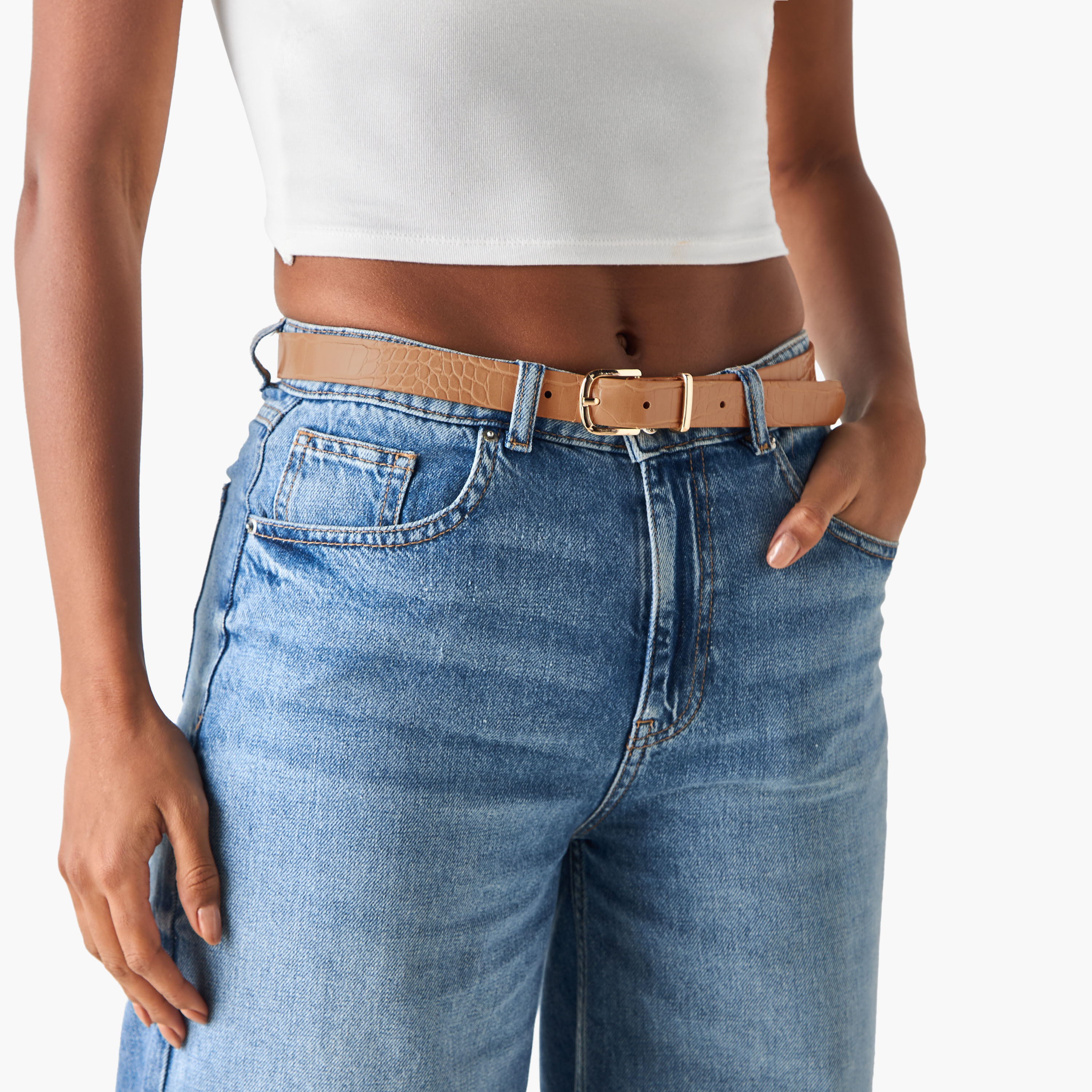 Faux Leather Belt with Pin Buckle Closure - Set of 2-women-clothingaccessories-belts-image-2