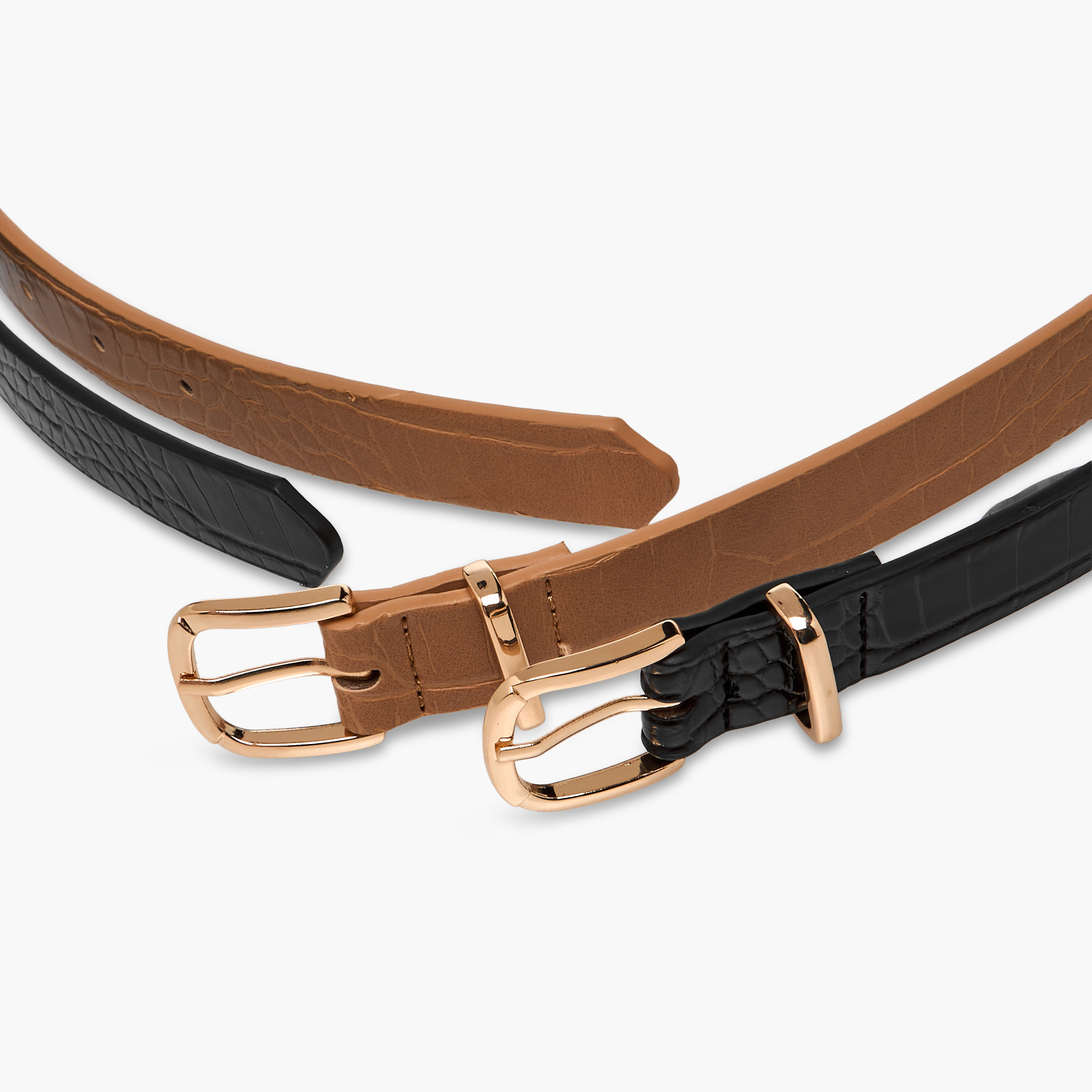 Faux Leather Belt with Pin Buckle Closure - Set of 2-women-clothingaccessories-belts-image-9