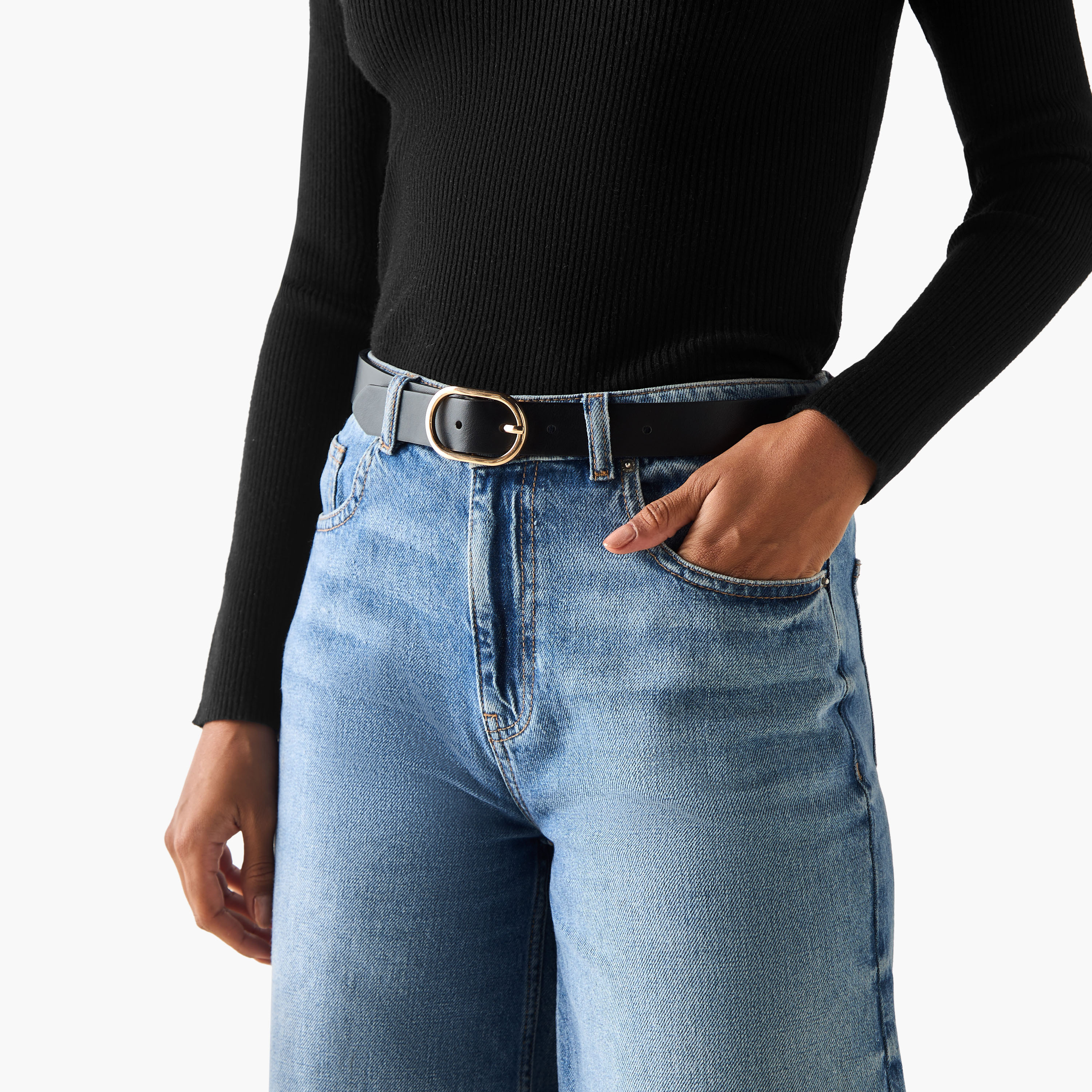 Faux Leather Belt with Oval Buckle-women-clothingaccessories-belts-image-2