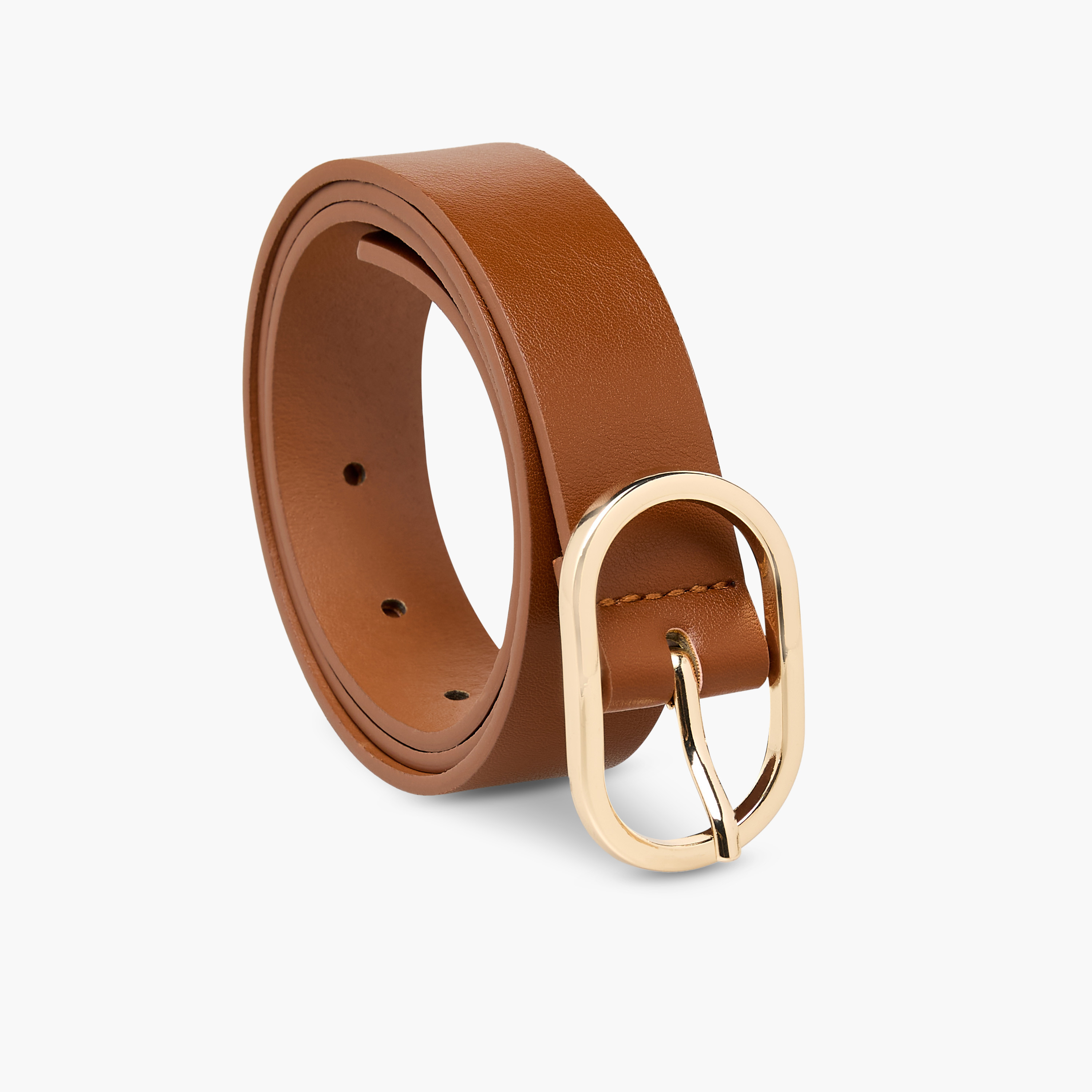 Faux Leather Belt with Oval Buckle-women-clothingaccessories-belts-image-1