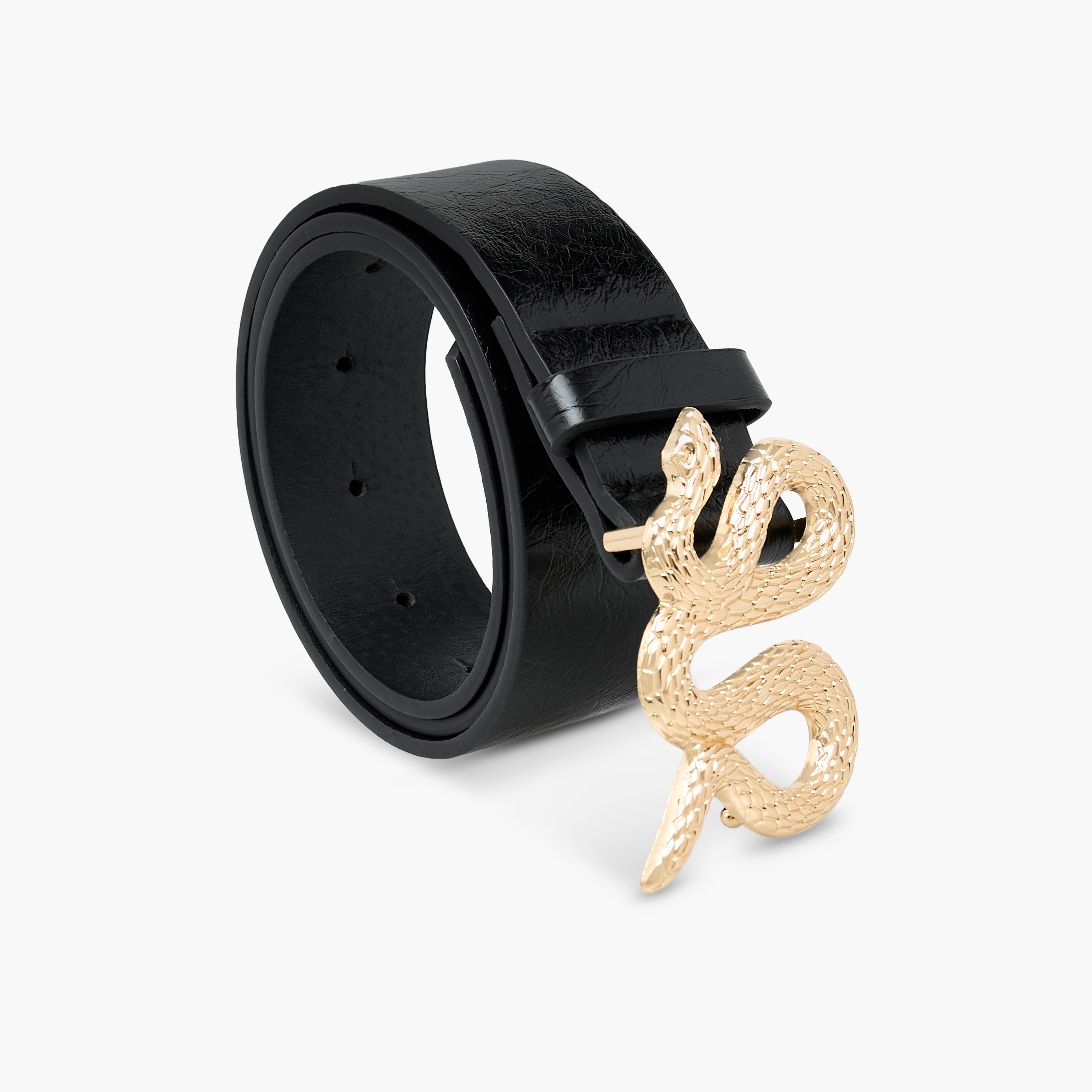 Faux Leather Belt with Serpent Buckle-women-clothingaccessories-belts-image-1