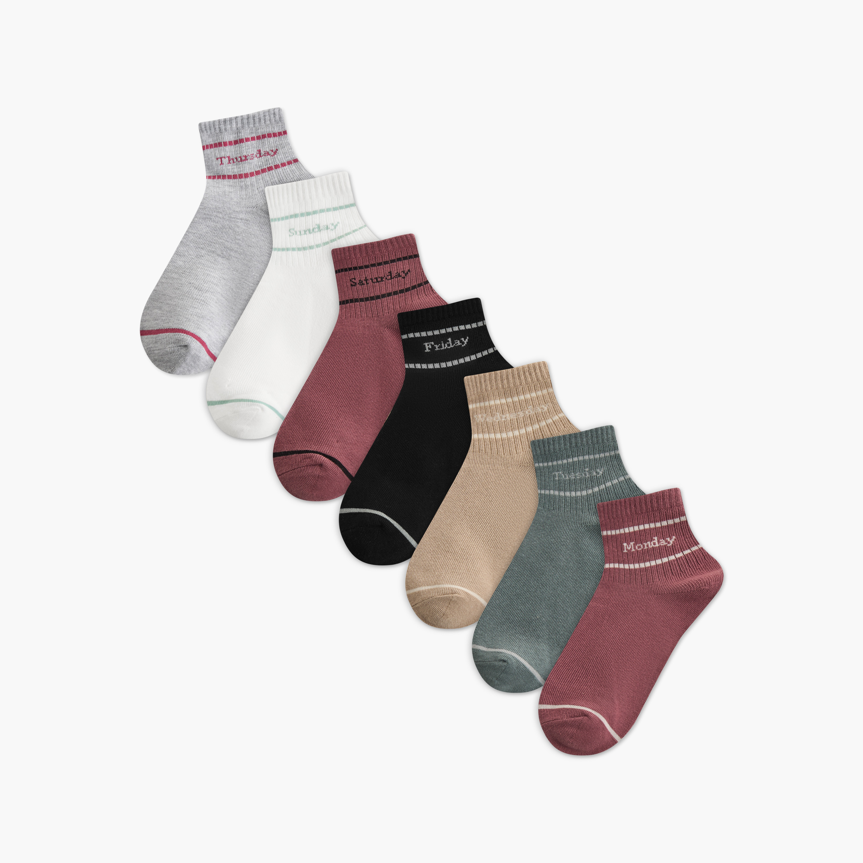 Pack of 7 Quarter Crew Length Socks-women-socksandstockings-image-1