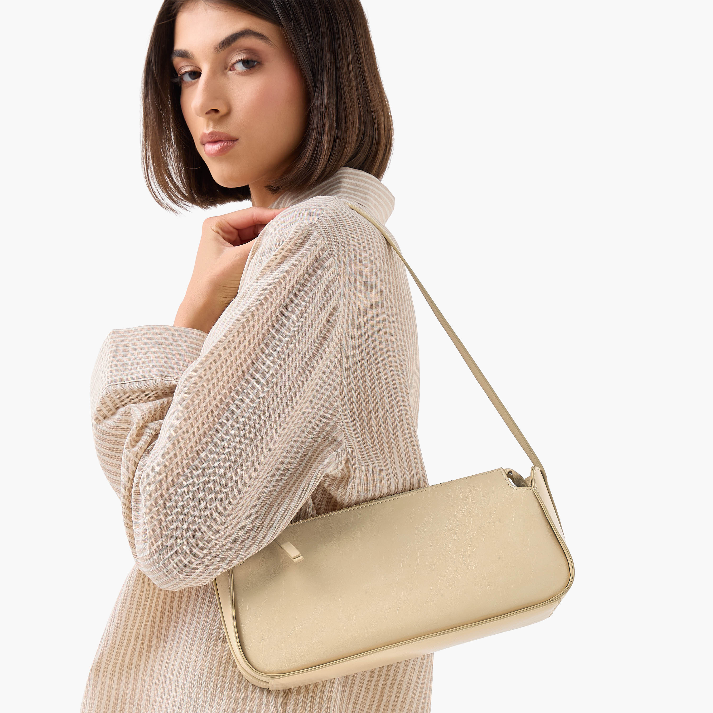 Textured Shoulder Bag with Zip Closure-women-bagsandwallets-handbags-image-2