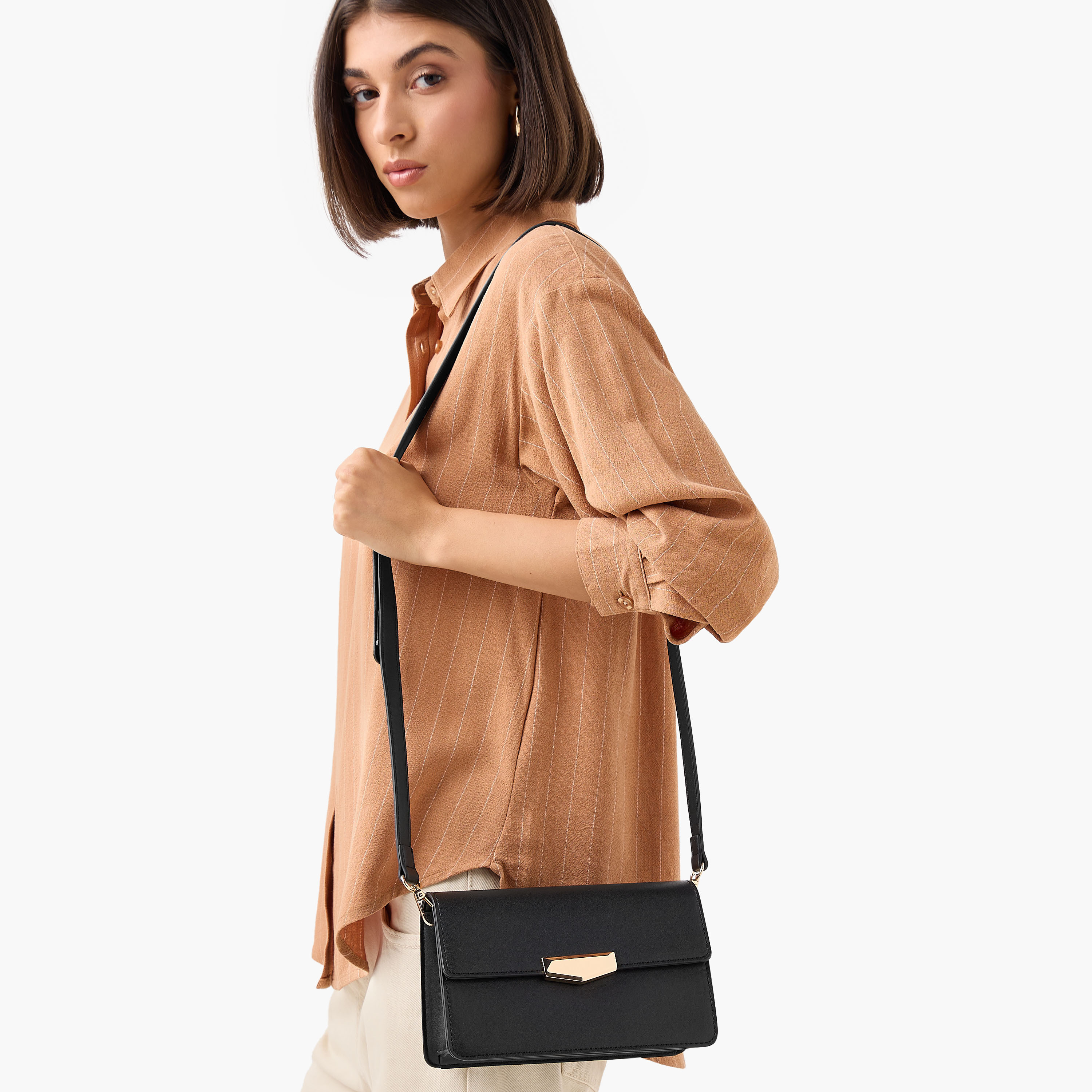 Metal Trim Crossbody Bag with Adjustable Strap-women-bagsandwallets-handbags-image-8