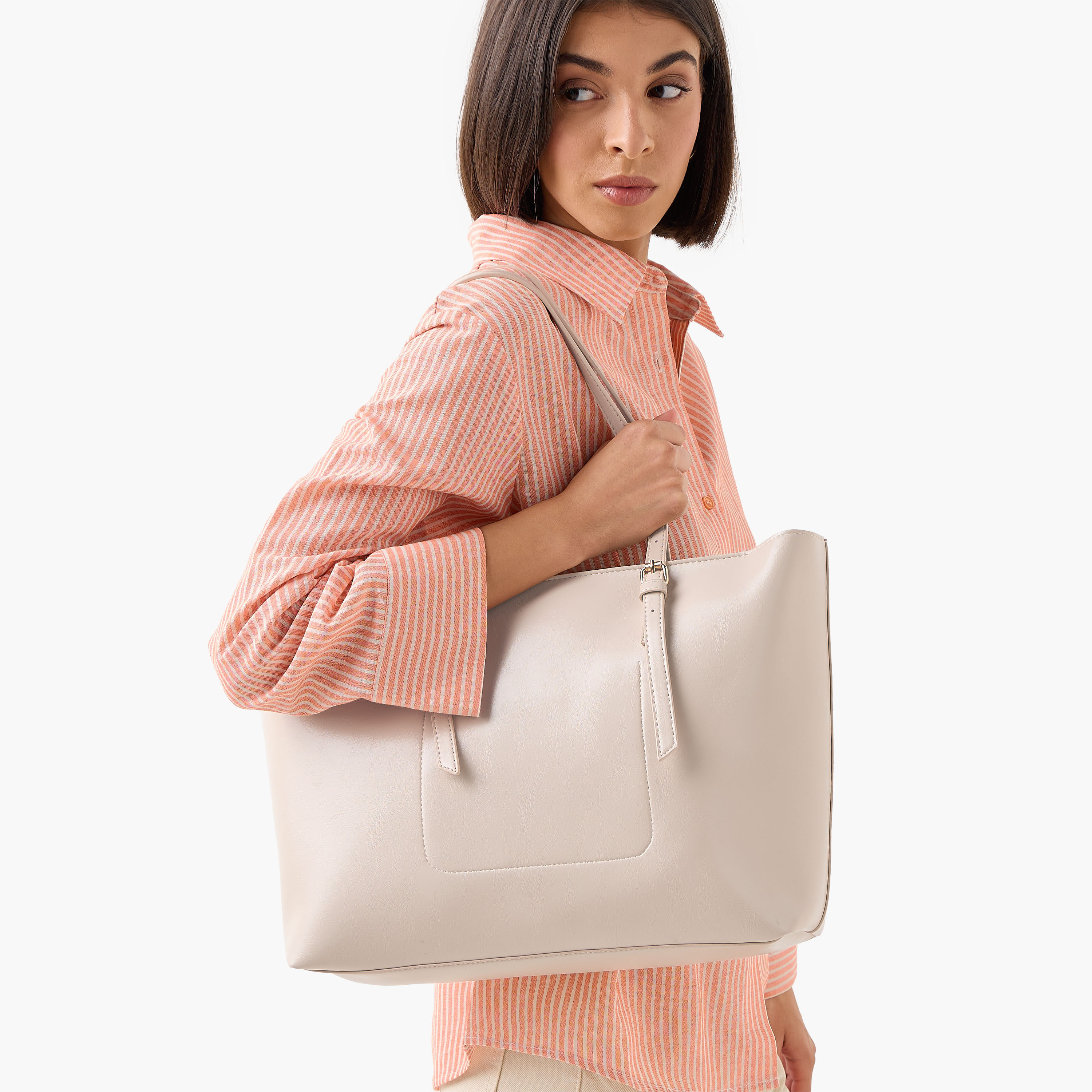 Buckle Detail Tote Bag with Handles-women-bagsandwallets-handbags-image-2