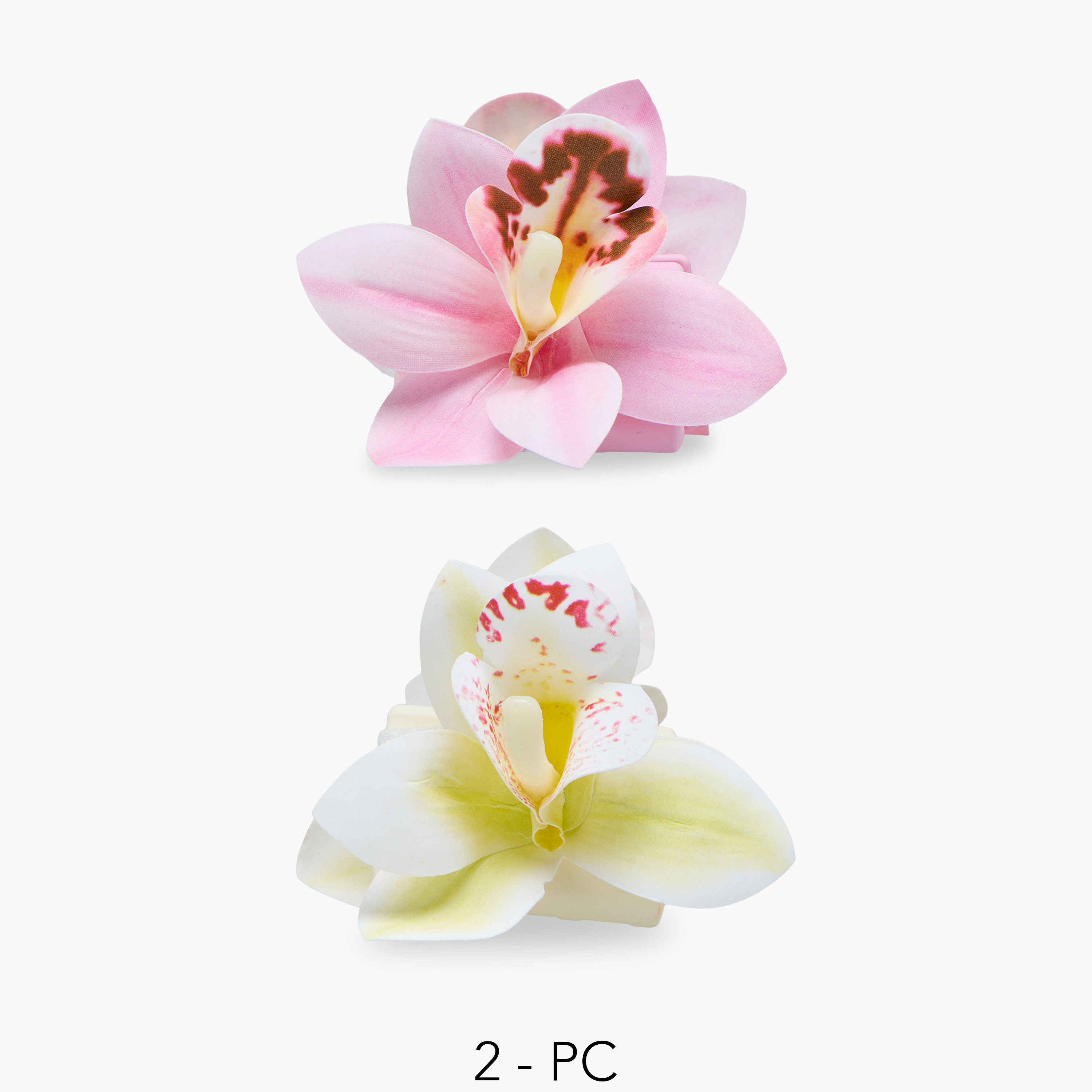 Gloo Pack of 2 Orchid Floral Shape Hair Clamps with Print-women-hairaccessories-clamps-image-1