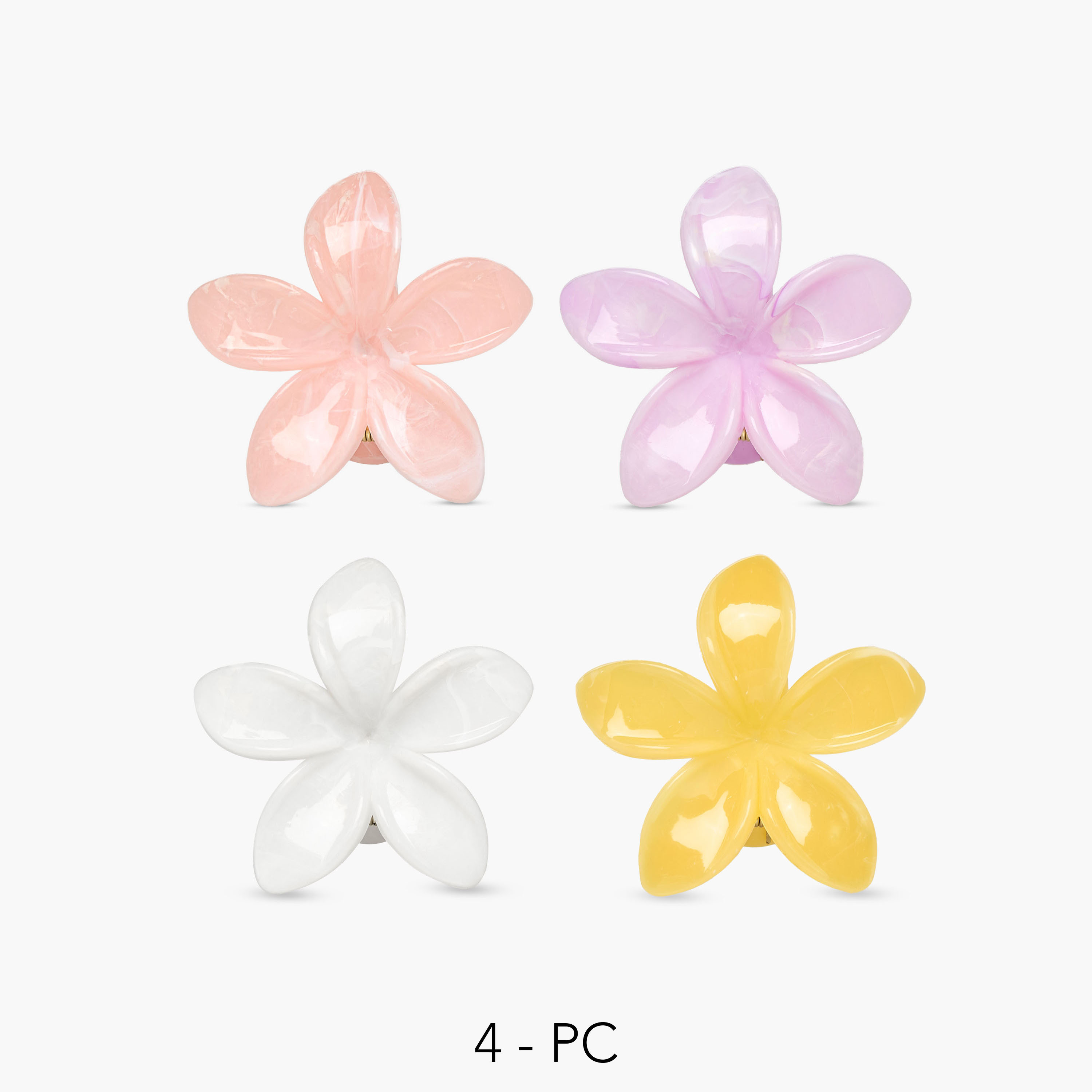 Gloo Pack of 4 Tropical Flower Shaped Hair Clamps-women-hairaccessories-clamps-image-1