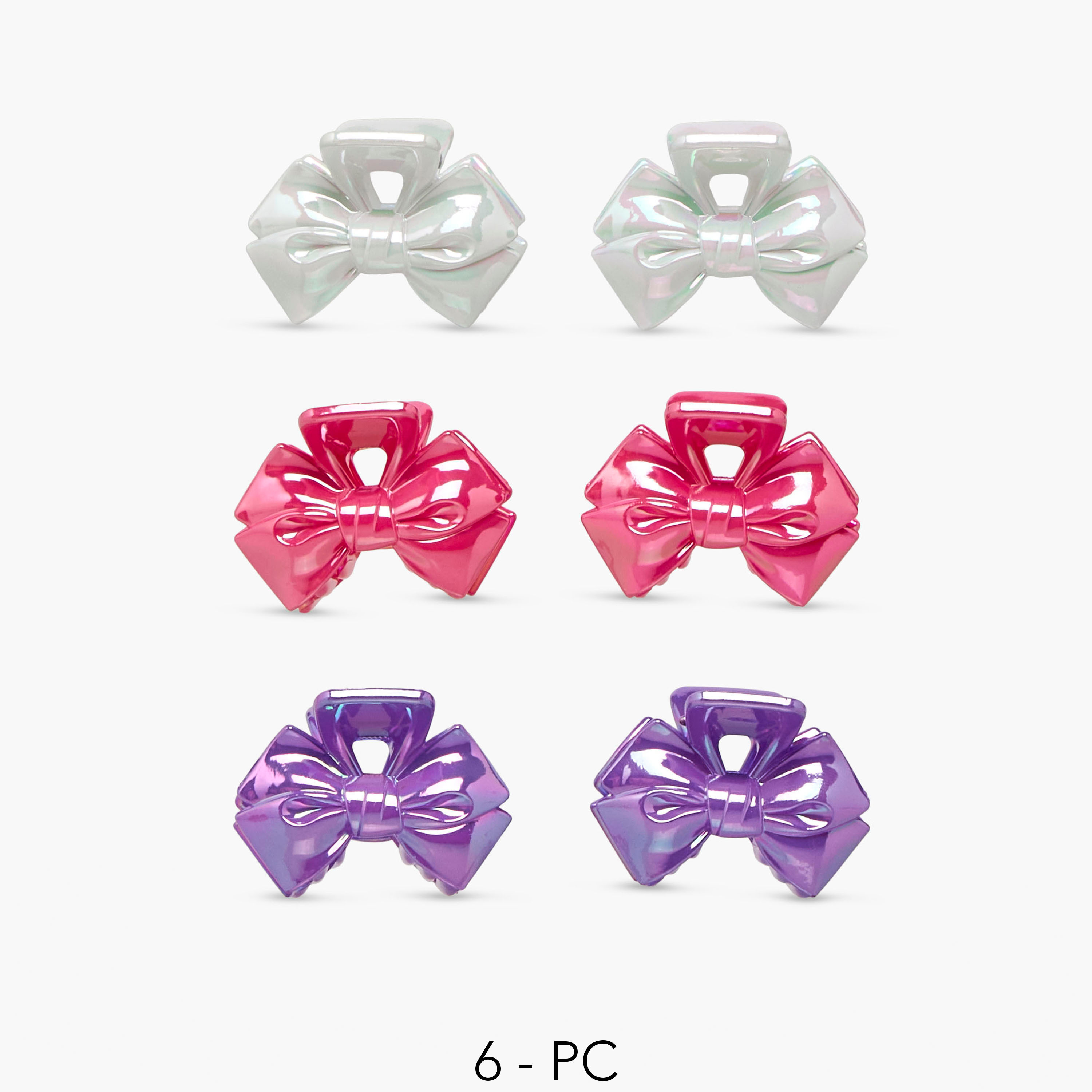 Gloo Pack of 6 Bow Shaped Iridescent Hair Clamp-women-hairaccessories-clamps-image-1