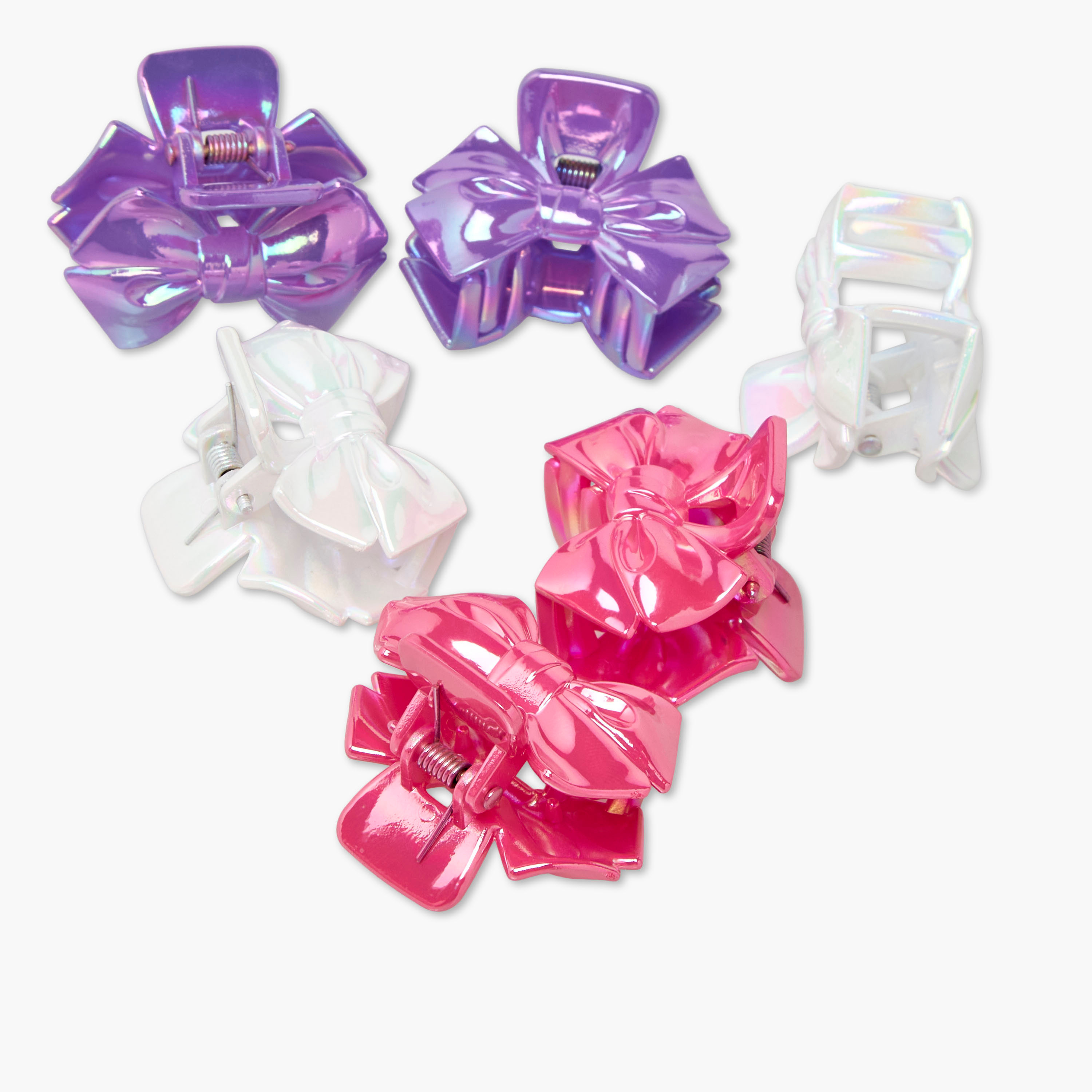 Gloo Pack of 6 Bow Shaped Iridescent Hair Clamp-women-hairaccessories-clamps-image-6