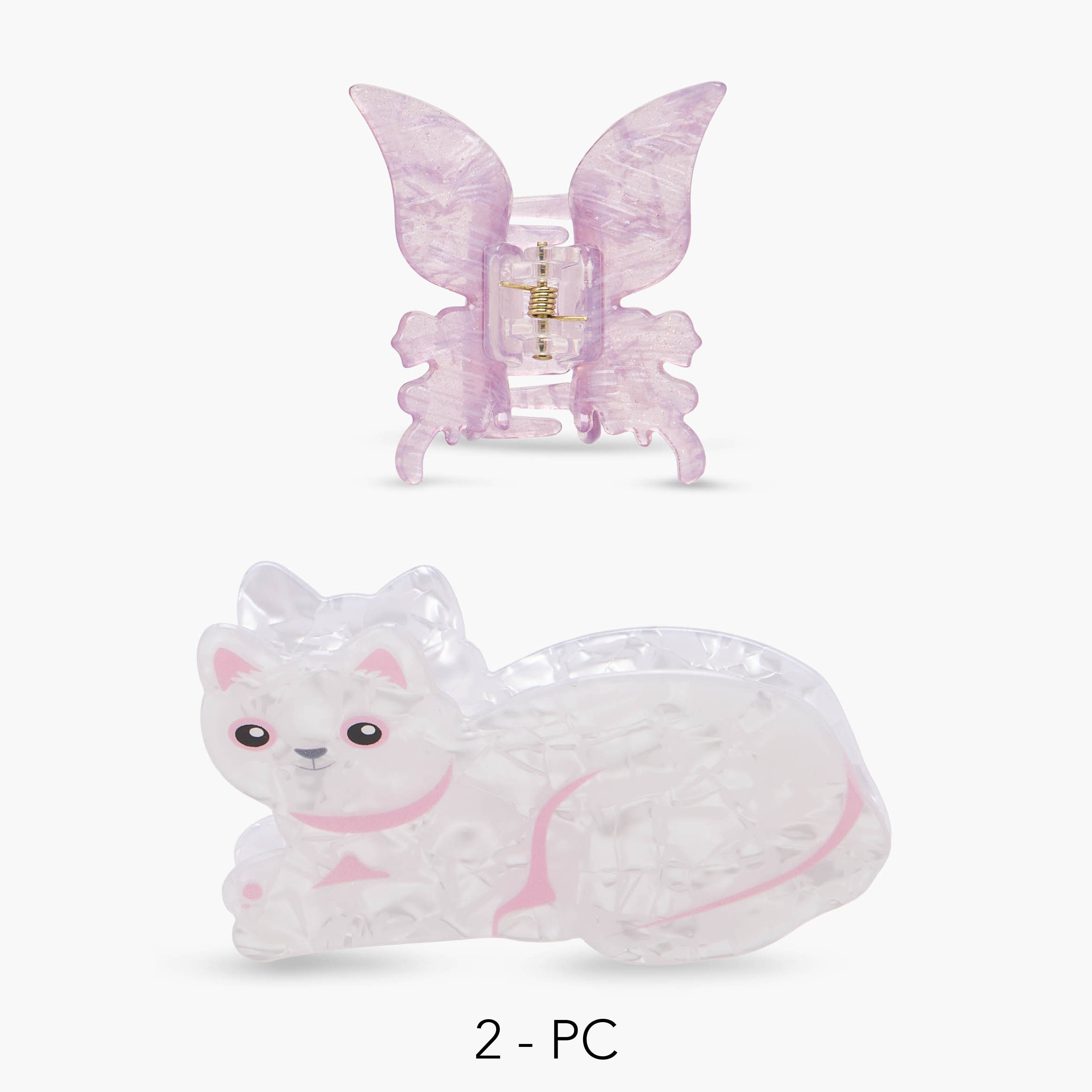 Pack of 2 Butterfly and Cat Shaped Hair Clamp-women-hairaccessories-clamps-image-1