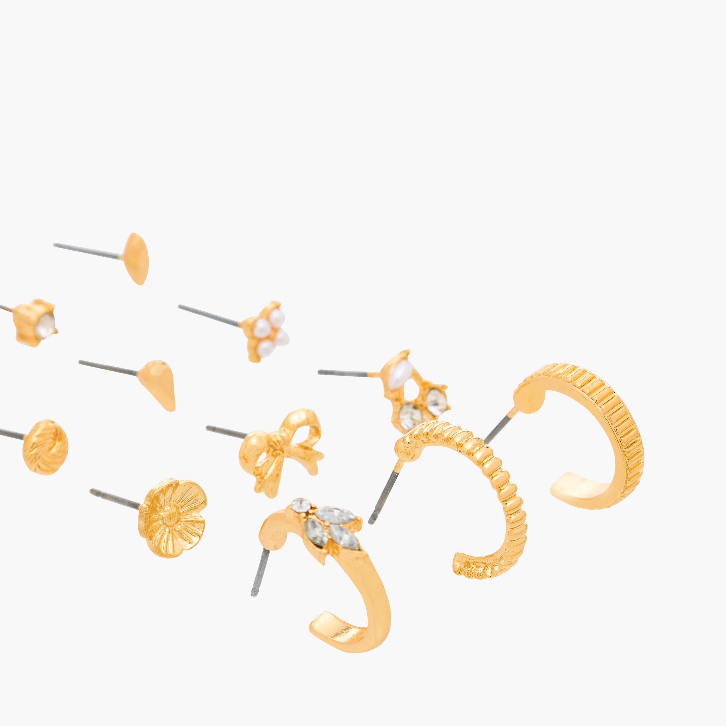 Gloo Pack of 12 Metallic Assorted Earrings with Pushback Closure-women-watchesandjewellery-jewellery-earrings-image-3