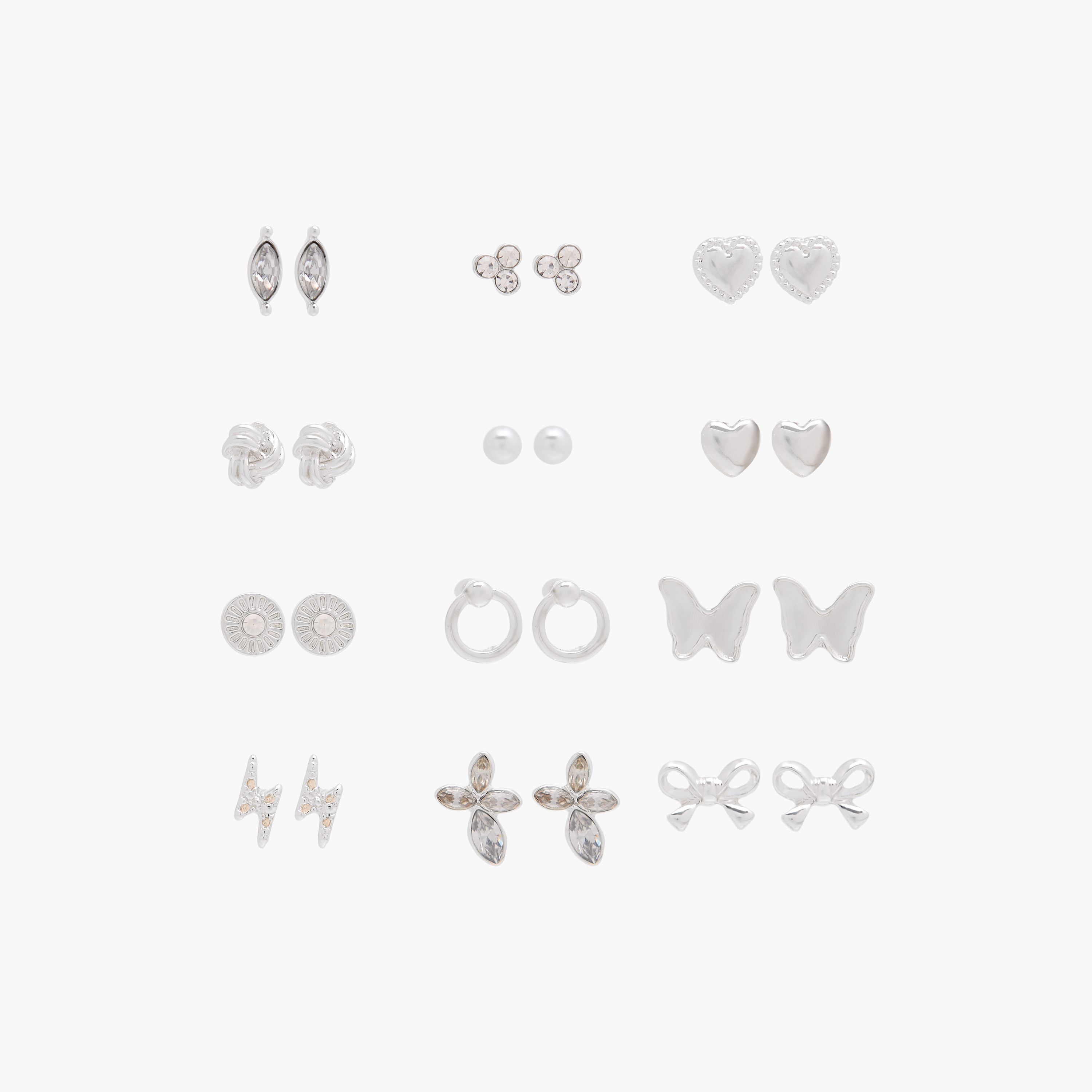 Gloo Pack of 12 Metallic Stud Earrings with Pushback Closure-women-watchesandjewellery-jewellery-earrings-image-1