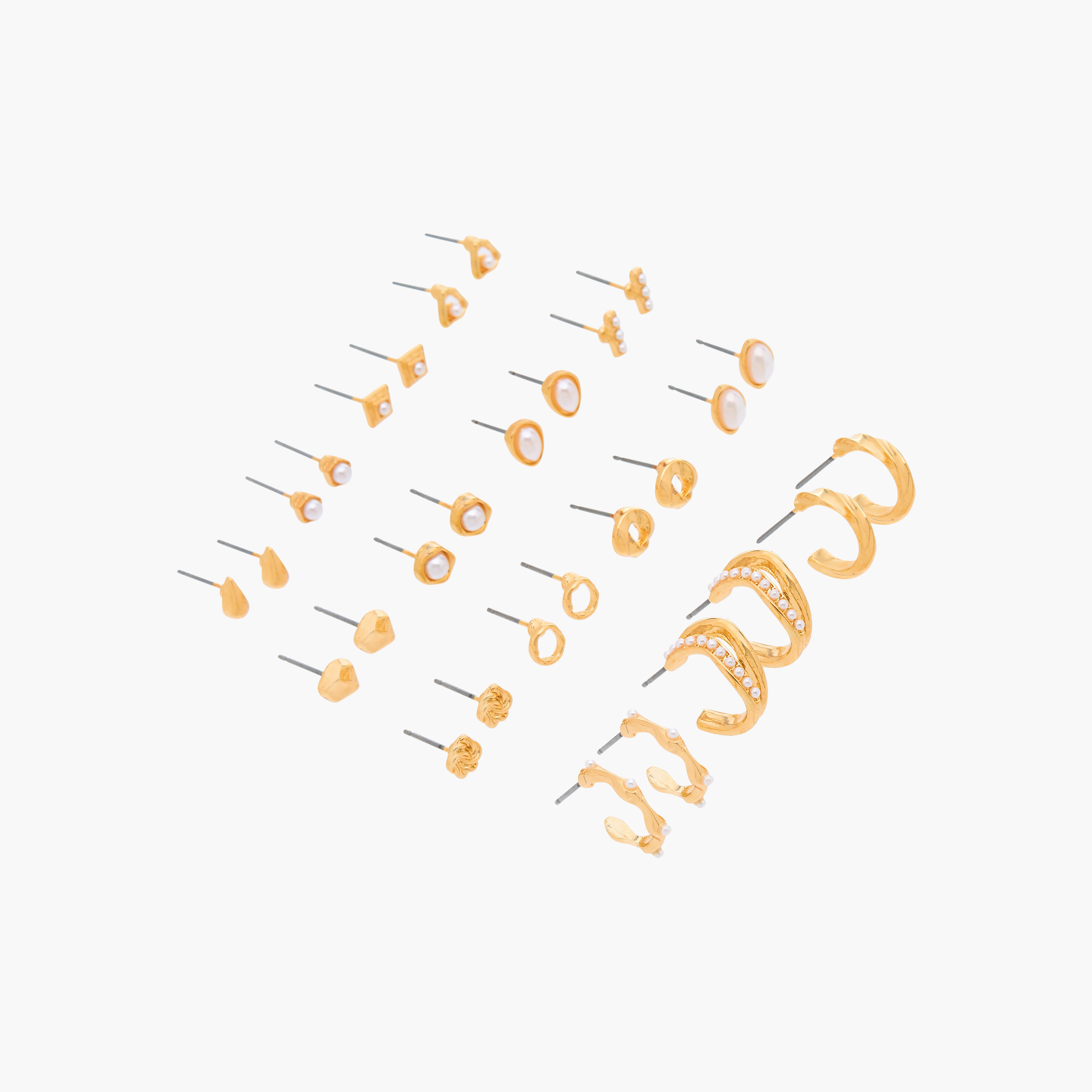 Gloo Pack of 15 Metallic Assorted Earrings with Pushback Closure-women-watchesandjewellery-jewellery-earrings-image-2