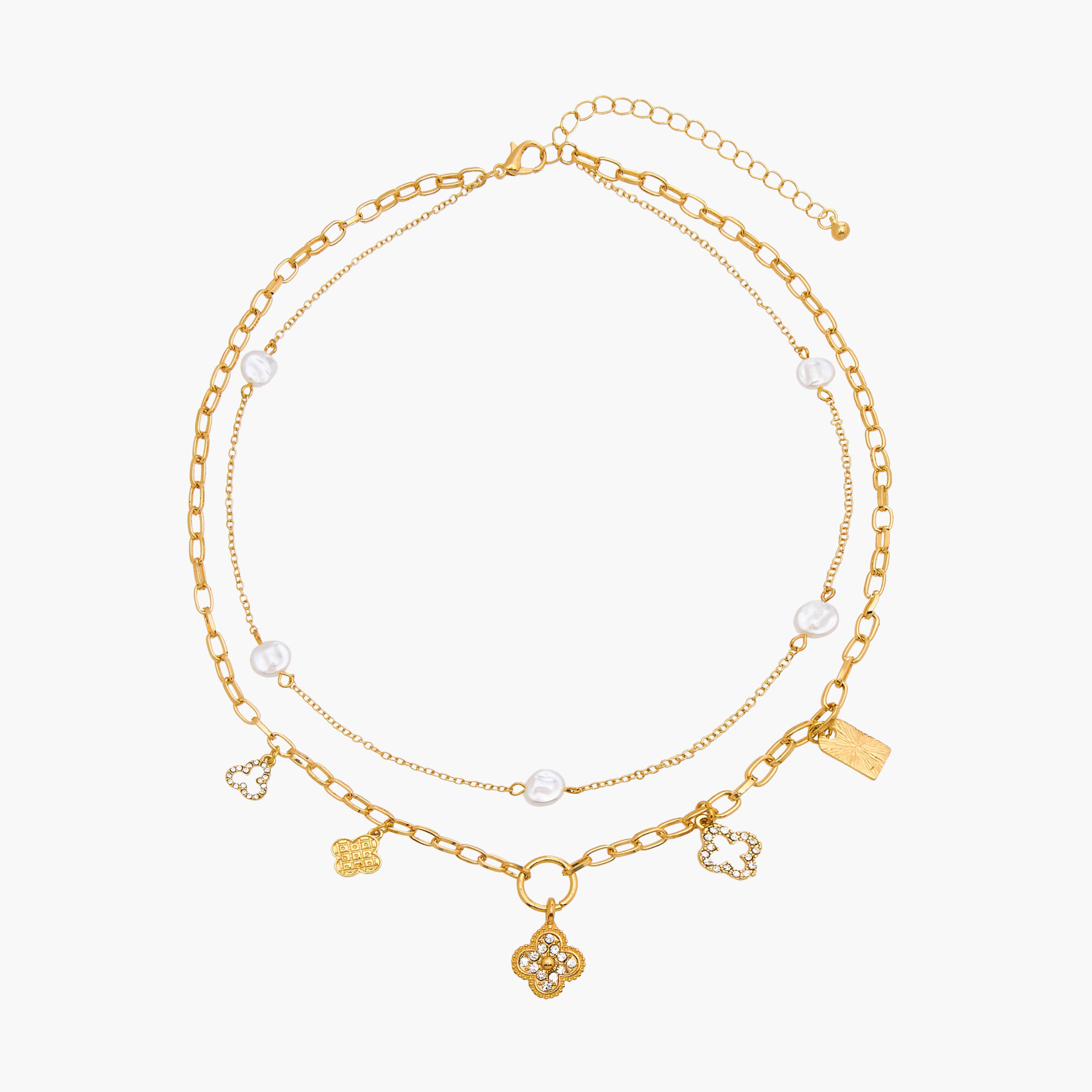 Gloo Metal Layered Necklace with Lobster Clasp Closure-women-watchesandjewellery-jewellery-necklacesandpendants-image-1