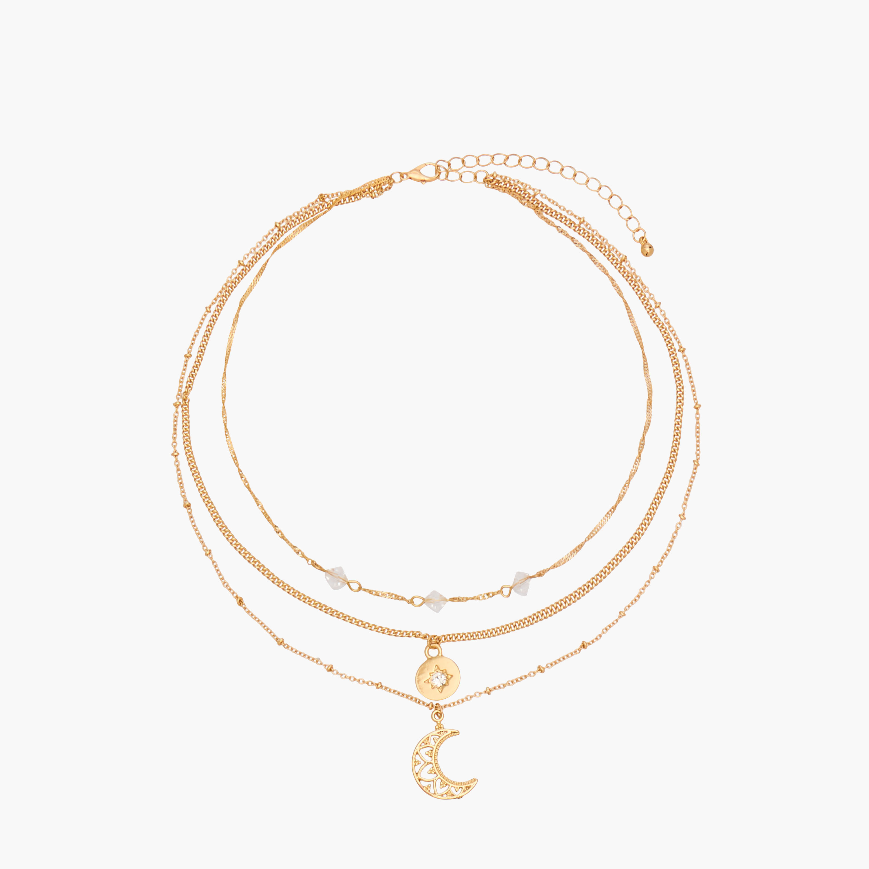 Gloo Metal Layered Pendant Necklace-women-watchesandjewellery-jewellery-necklacesandpendants-image-1