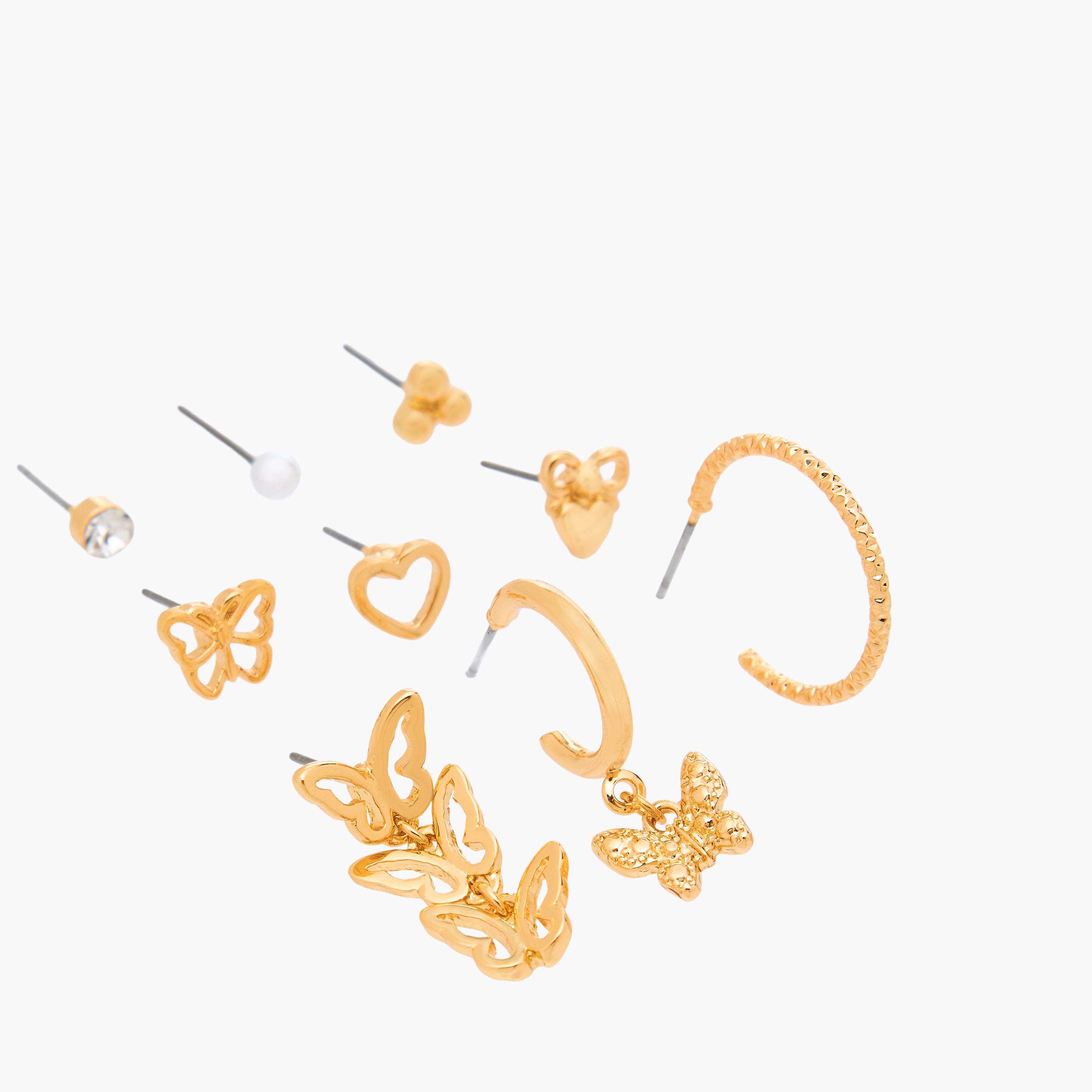 Gloo Pack of 9 Metallic Assorted Earrings with Pushback Closure-women-watchesandjewellery-jewellery-earrings-image-3