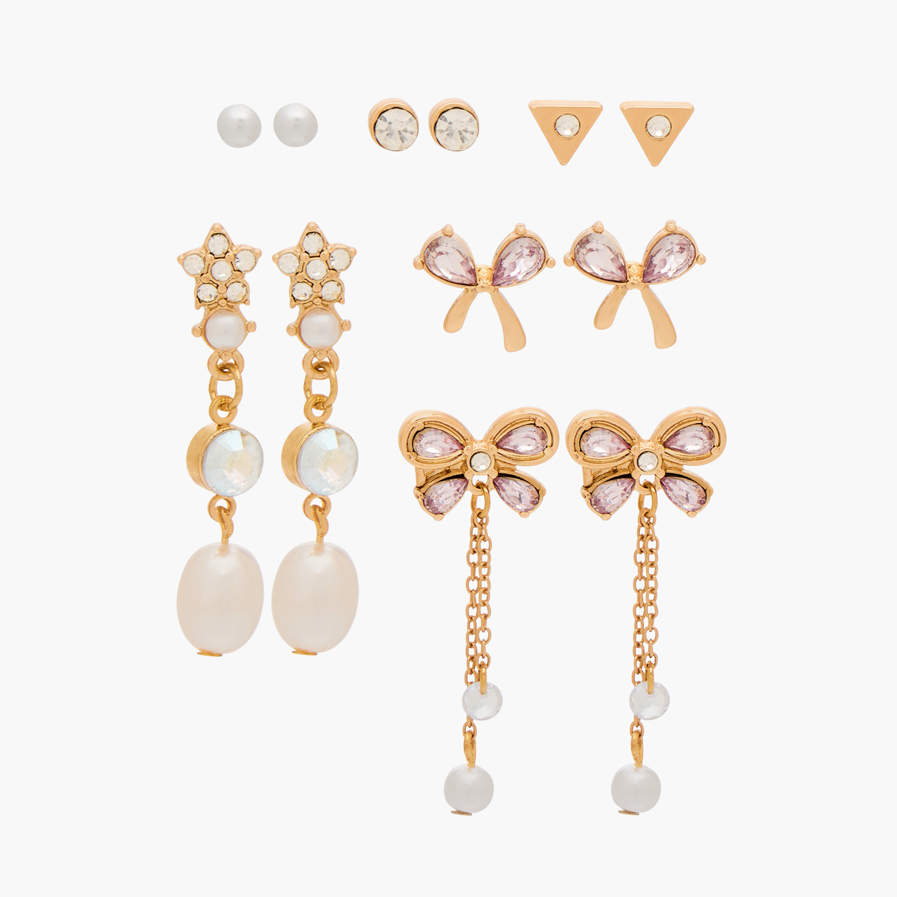 Gloo Pack of 6 Metallic Embellished Earrings with Pushback Closure-women-watchesandjewellery-jewellery-earrings-image-1