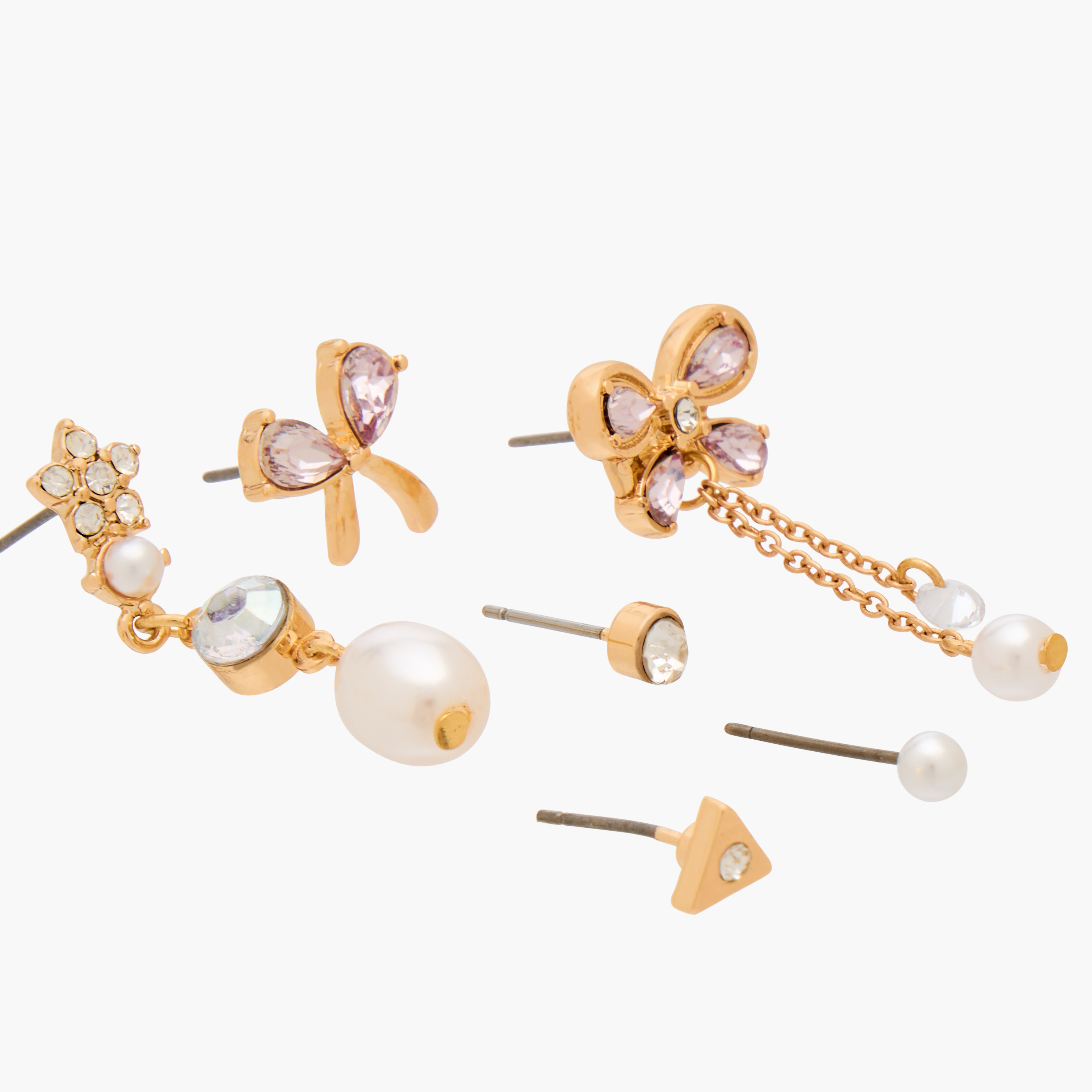 Gloo Pack of 6 Metallic Embellished Earrings with Pushback Closure-women-watchesandjewellery-jewellery-earrings-image-3