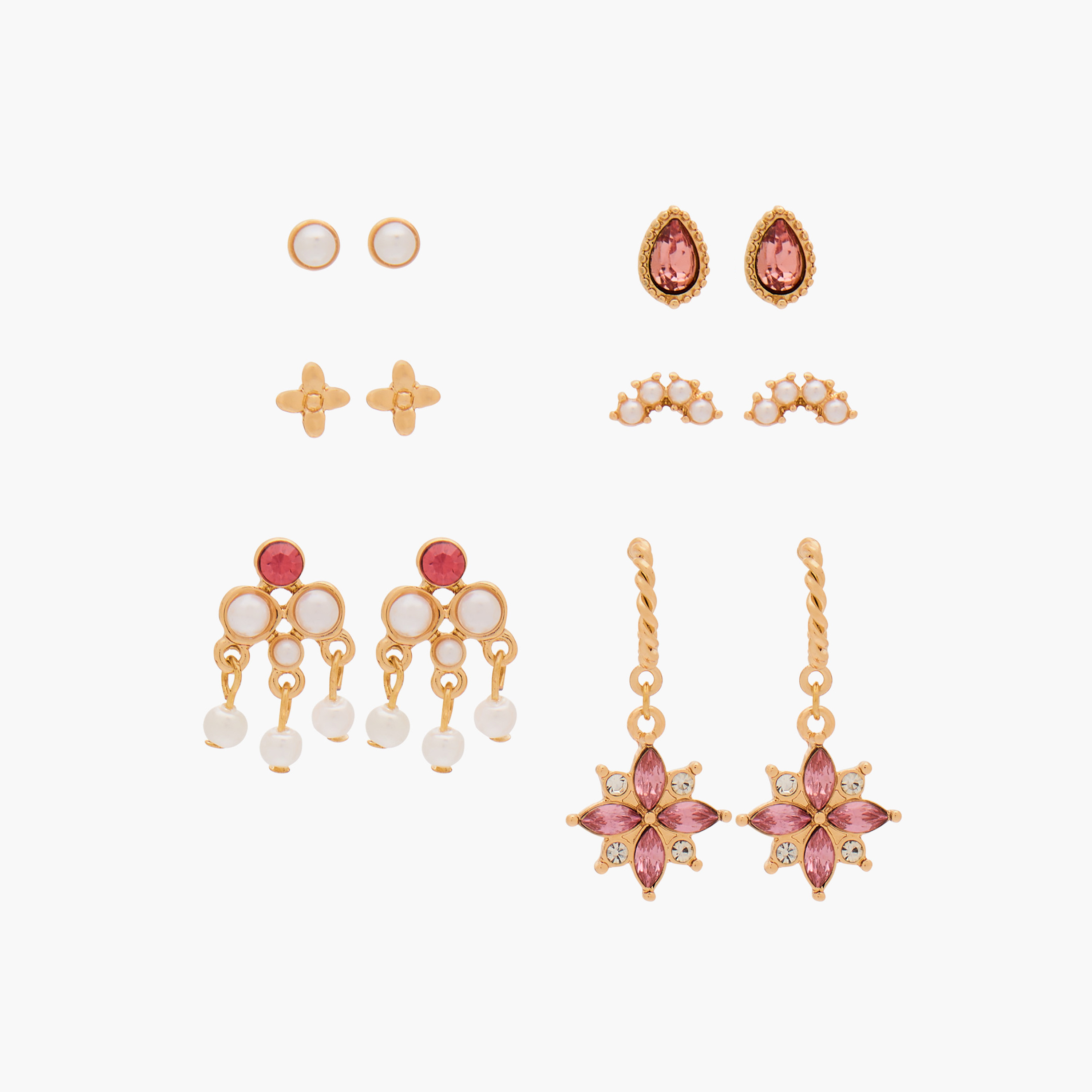 Gloo Pack of 6 Metallic Assorted Earrings with Pushback Closure-women-watchesandjewellery-jewellery-earrings-image-1