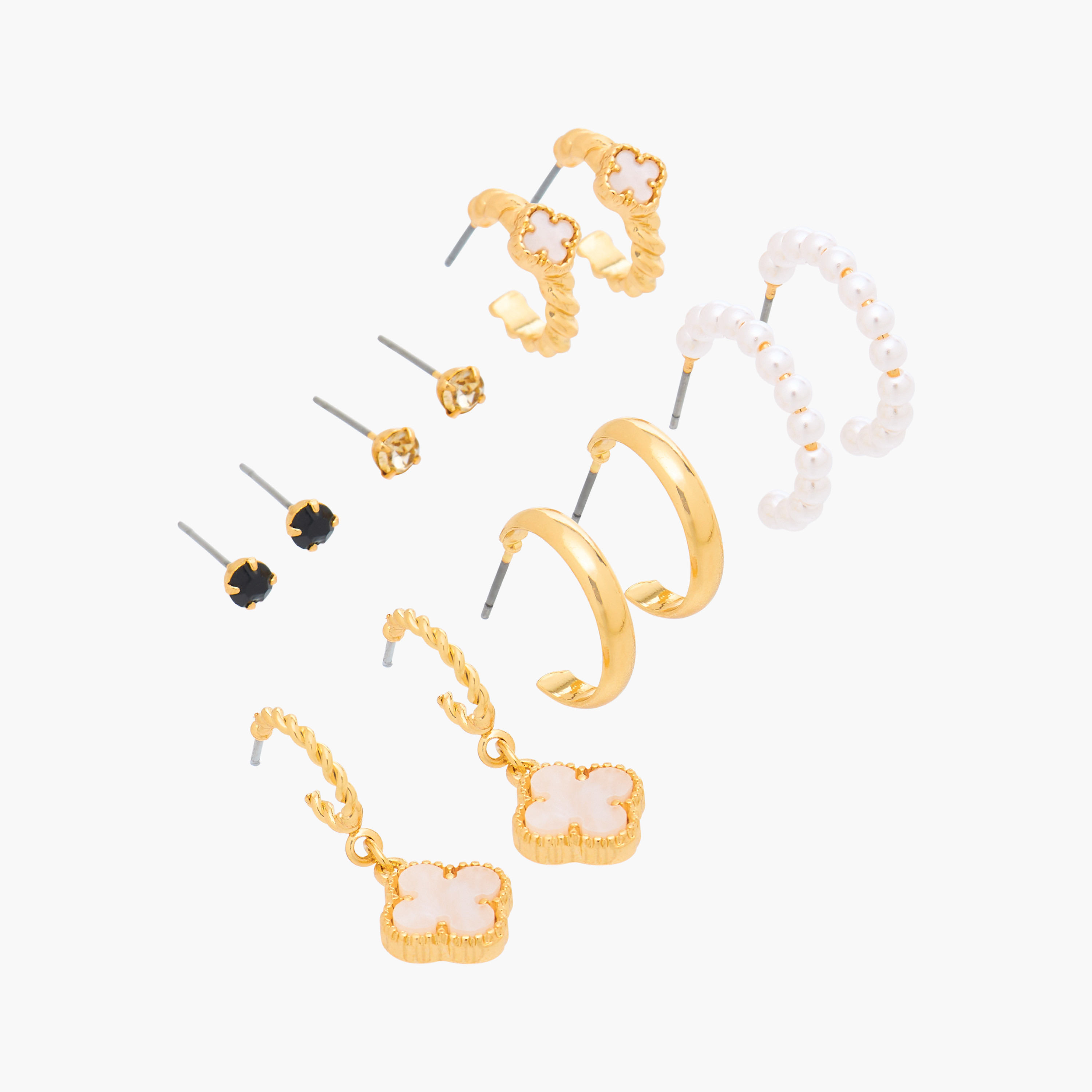Gloo Pack of 6 Metallic Assorted Earrings with Pushback Closure-women-watchesandjewellery-jewellery-earrings-image-2