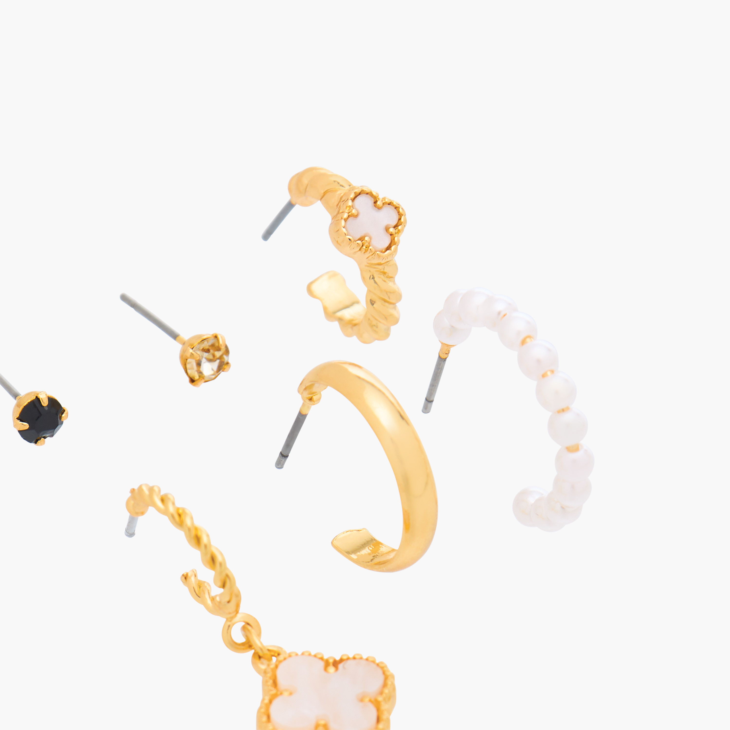 Gloo Pack of 6 Metallic Assorted Earrings with Pushback Closure-women-watchesandjewellery-jewellery-earrings-image-3