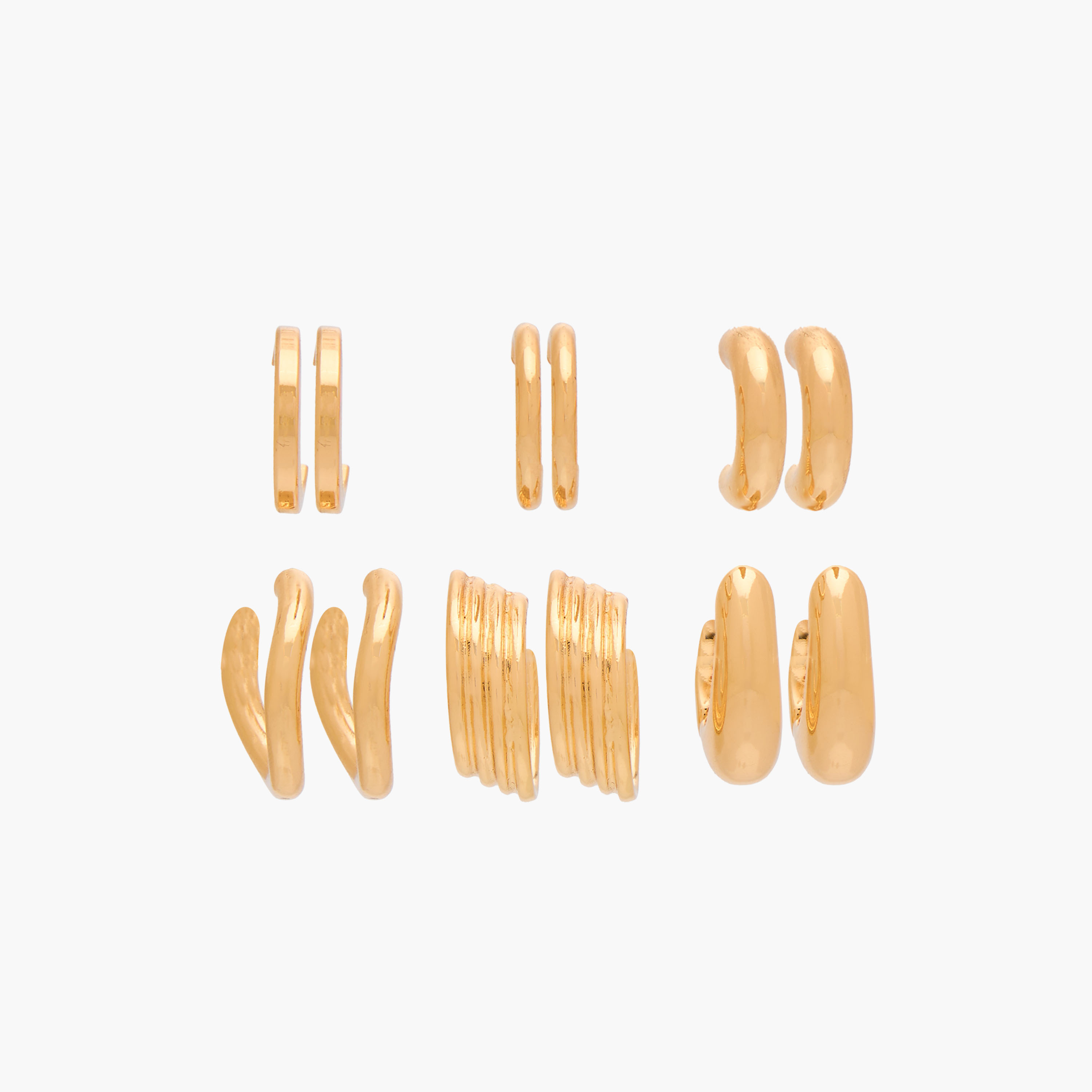 Gloo Pack of 6 Metallic Hoop Earrings with Pushback Closure-women-watchesandjewellery-jewellery-earrings-image-1