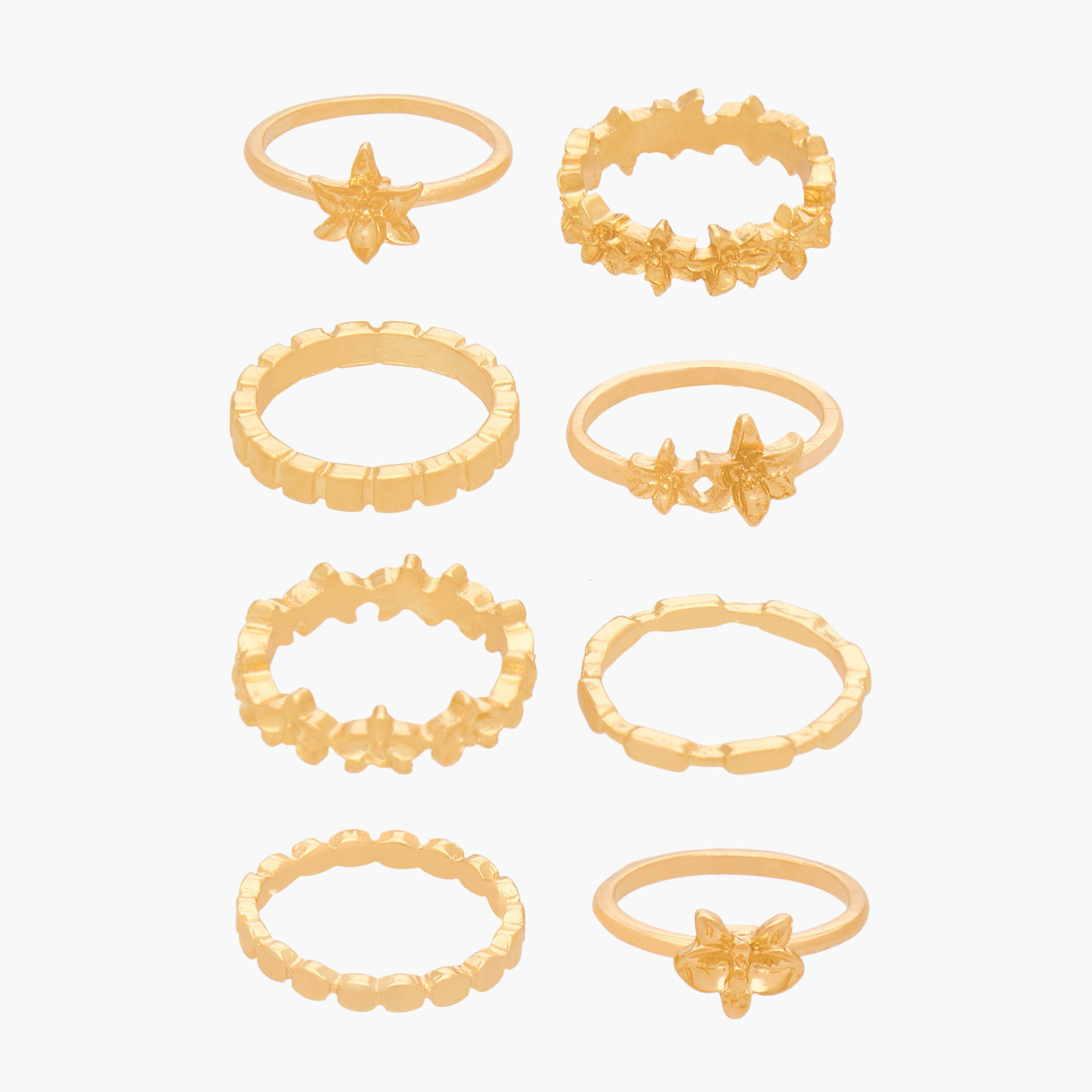 Set of 8 - Gloo Embellished Metal Gold Tone Ring-women-watchesandjewellery-jewellery-rings-image-1