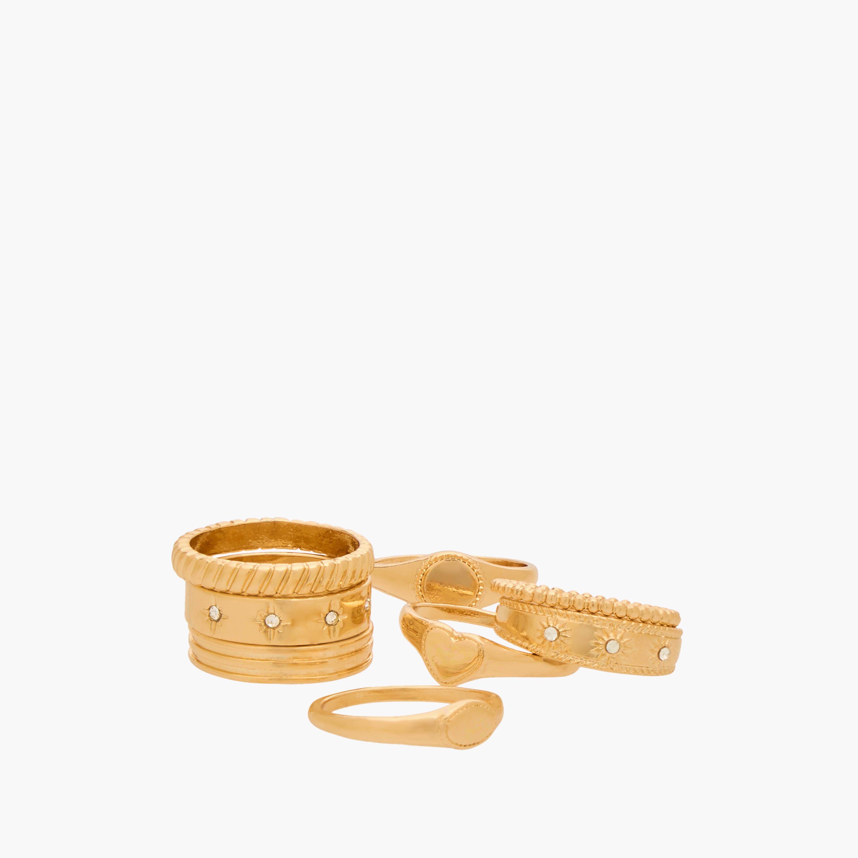 Set of 8 - Gloo Embellished Metal Gold Tone Ring-women-watchesandjewellery-jewellery-rings-image-2