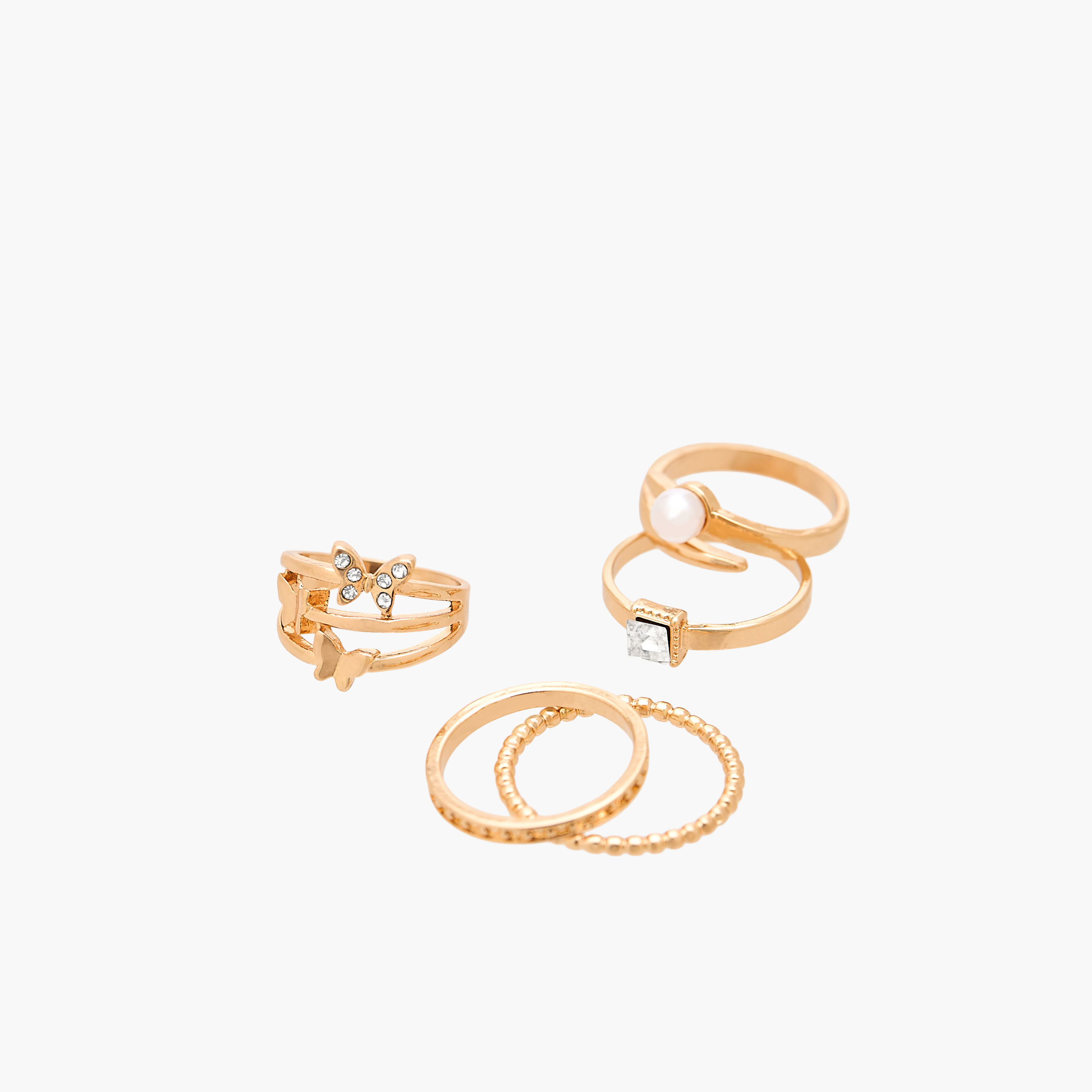 Gloo Pack of 8 Metallic Ring-women-watchesandjewellery-jewellery-rings-image-10