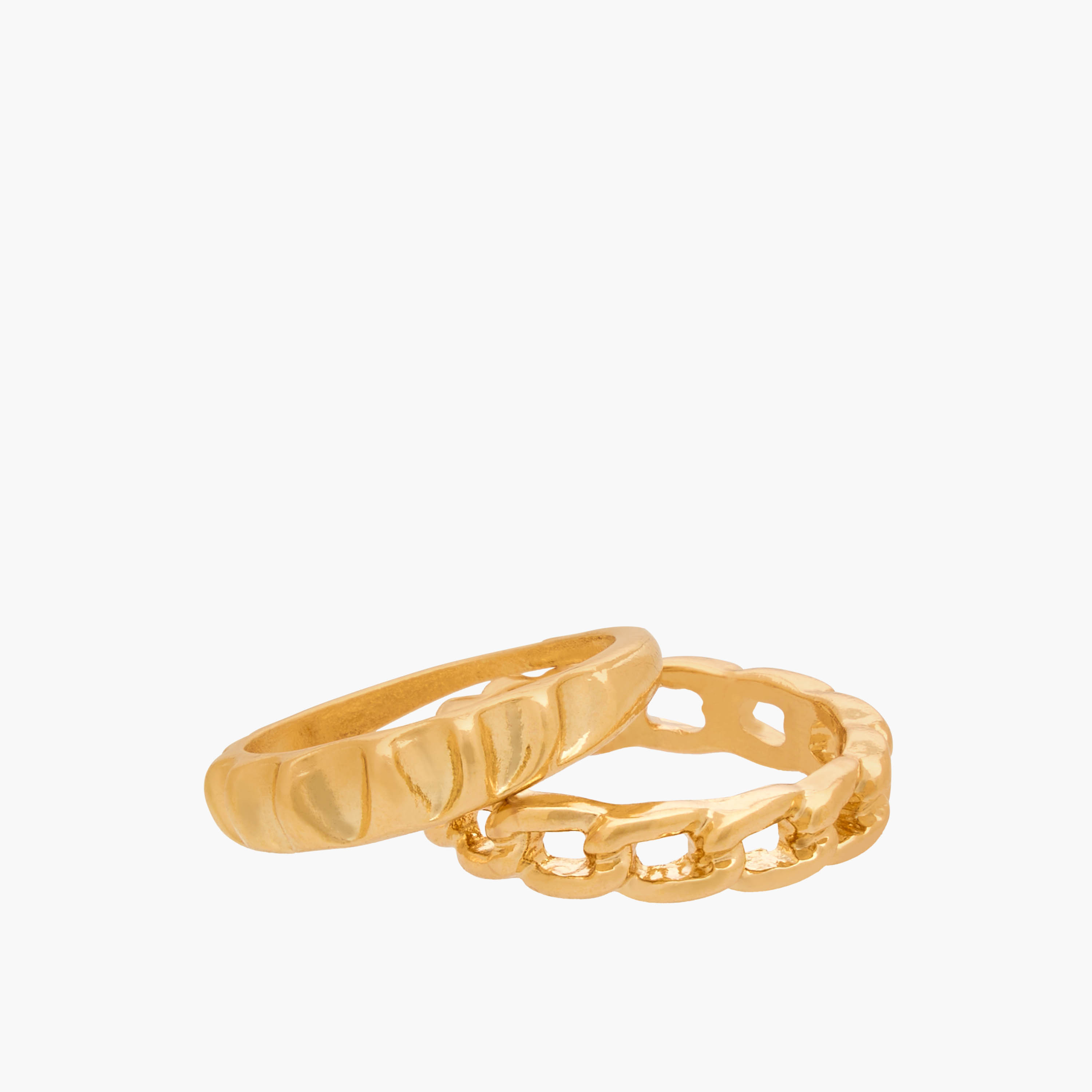 Set of 8 - Gloo Textured Metal Gold Tone Ring-women-watchesandjewellery-jewellery-rings-image-3