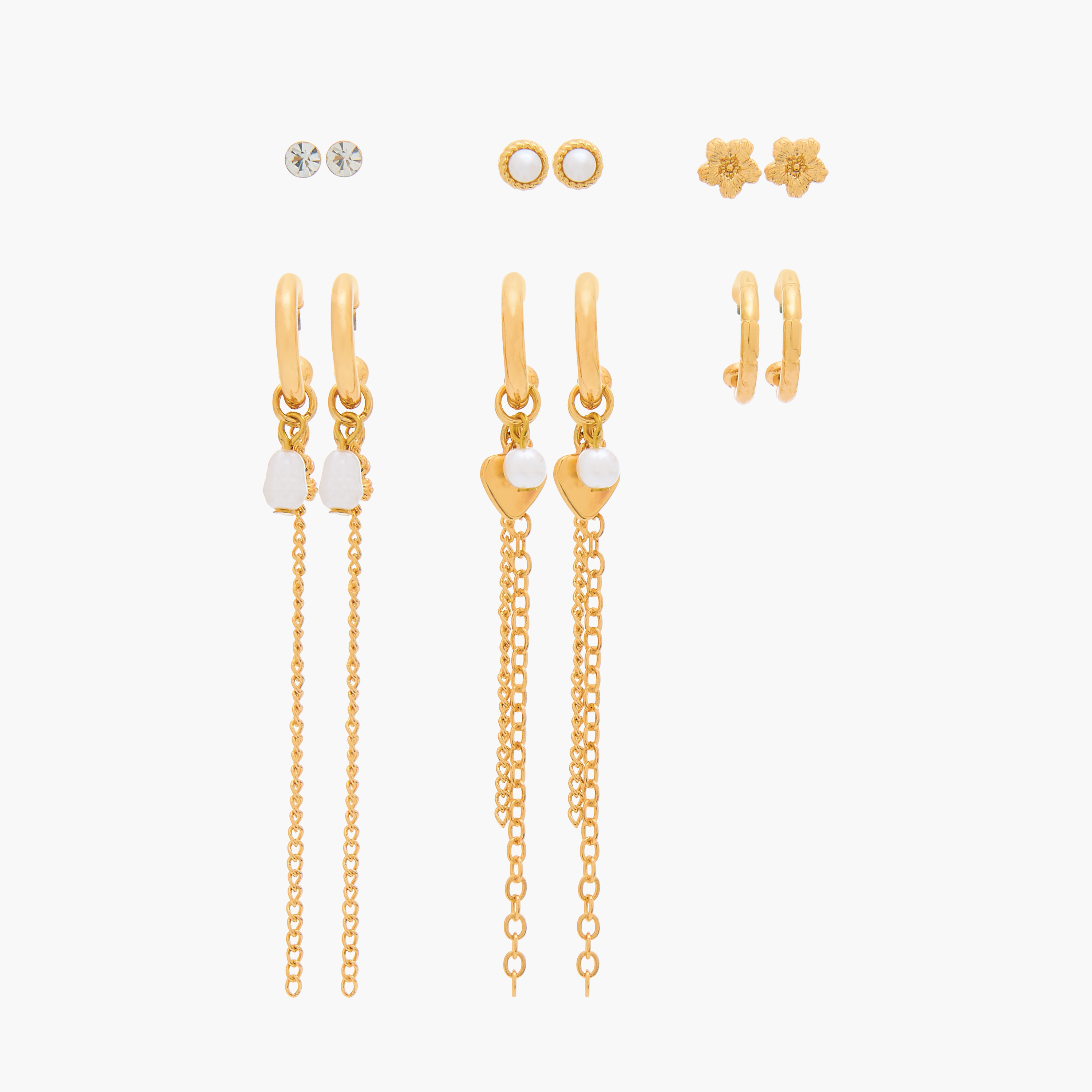 Gloo Pack of 6 Metallic Assorted Earrings with Pushback Closure-women-watchesandjewellery-jewellery-earrings-image-1