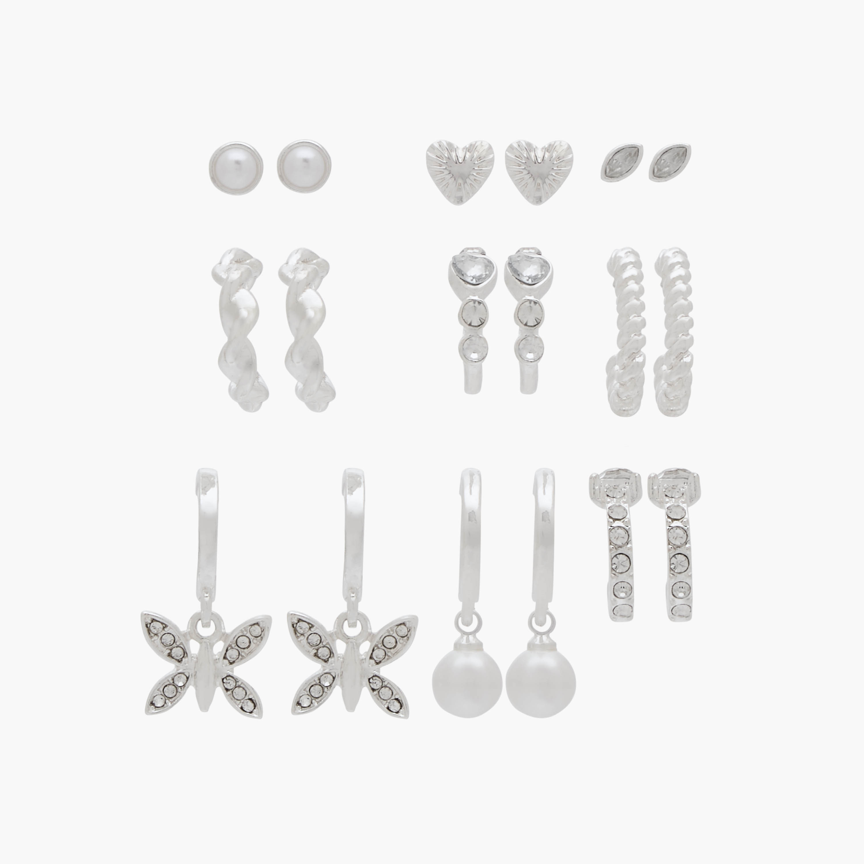 Gloo Pack of 9 Metal Assorted Earrings with Pushback Closure-women-watchesandjewellery-jewellery-earrings-image-1