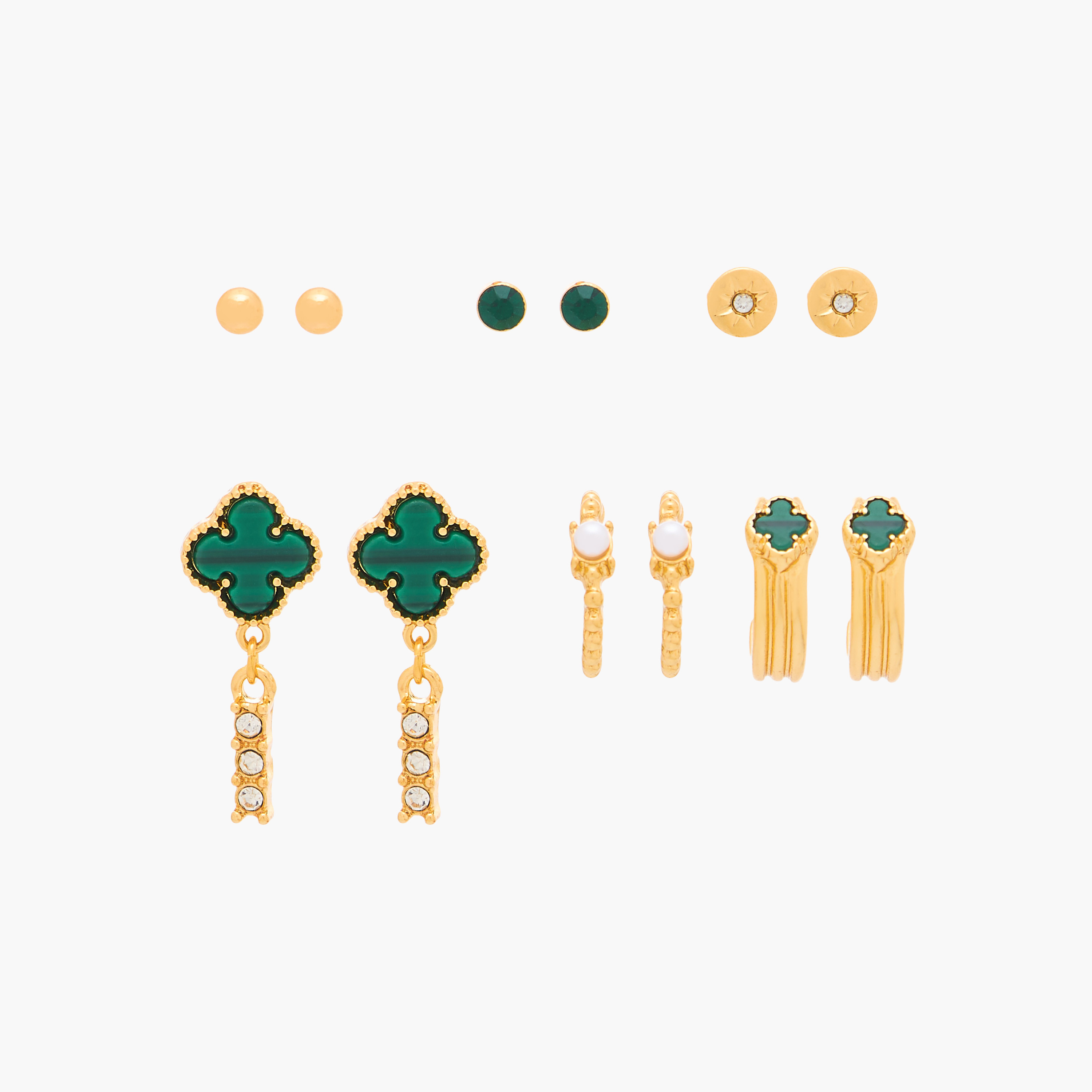 Gloo Pack of 6 Metallic Assorted Earrings with Pushback Closure-women-watchesandjewellery-jewellery-earrings-image-1