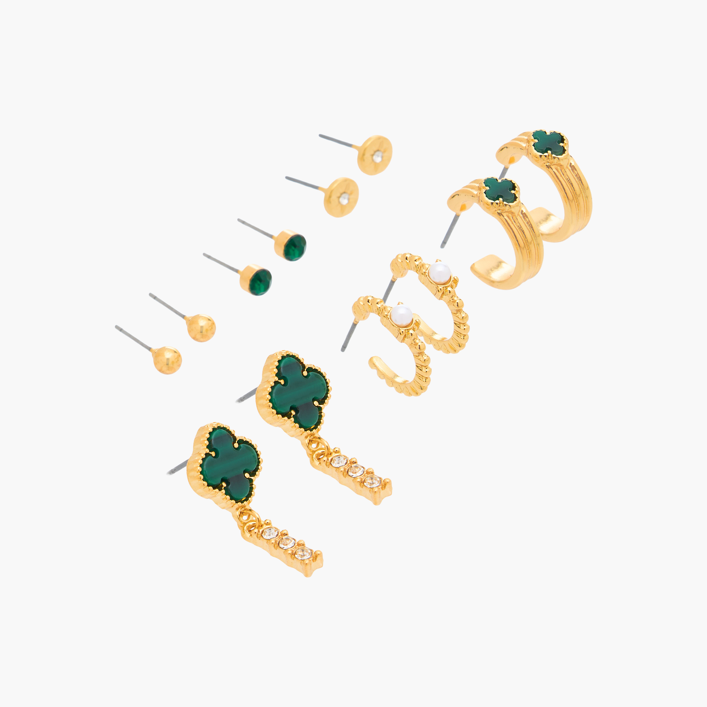 Gloo Pack of 6 Metallic Assorted Earrings with Pushback Closure-women-watchesandjewellery-jewellery-earrings-image-2