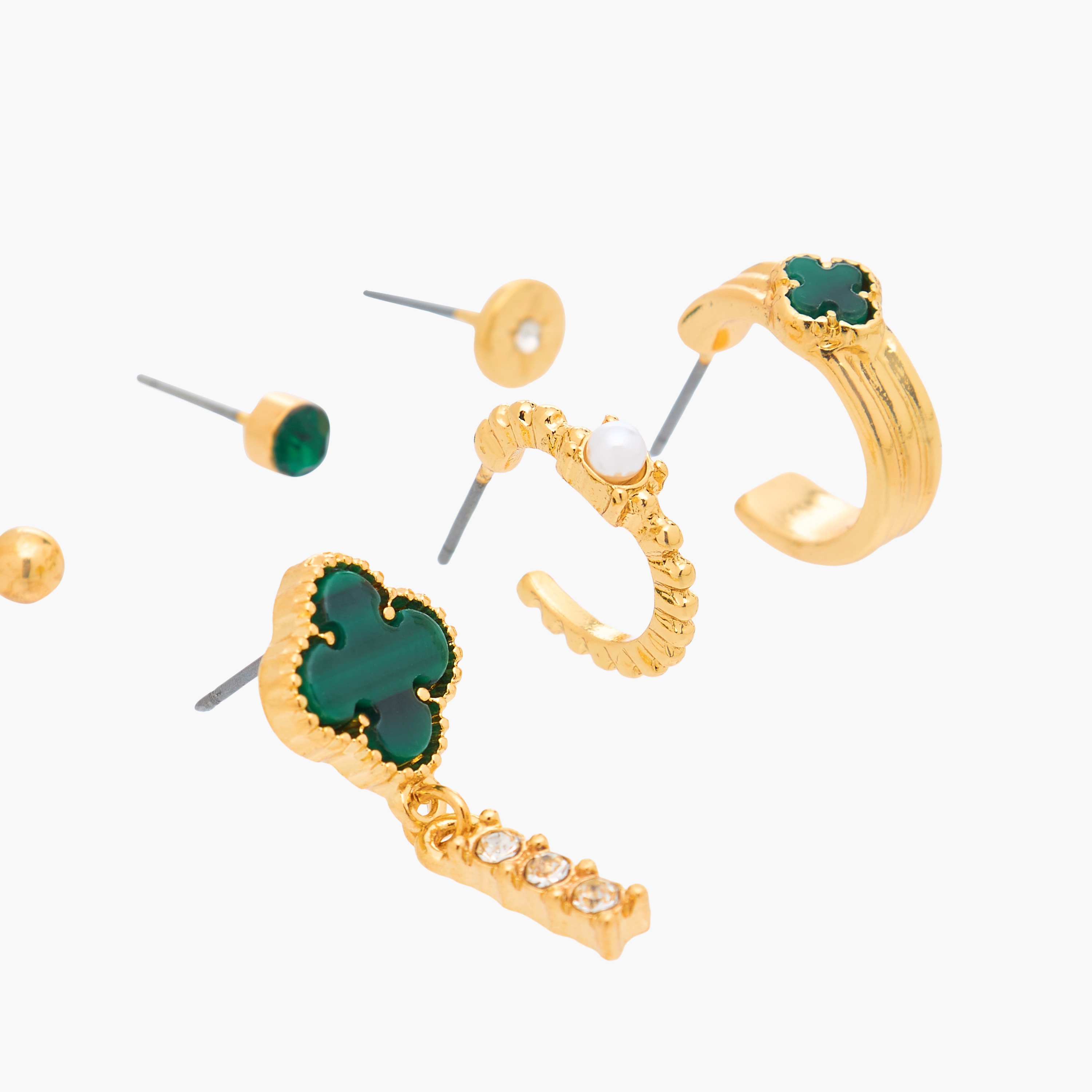 Gloo Pack of 6 Metallic Assorted Earrings with Pushback Closure-women-watchesandjewellery-jewellery-earrings-image-3