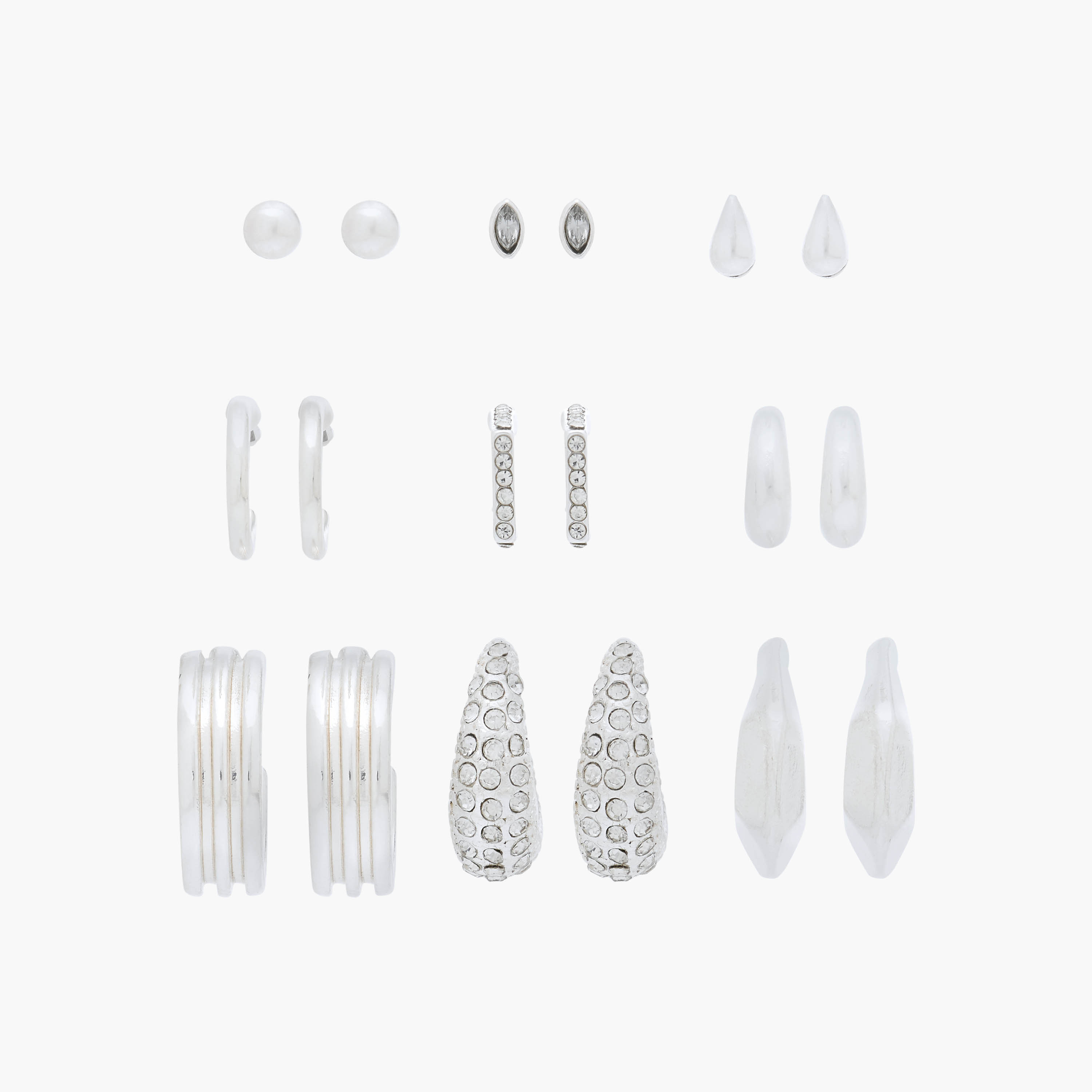 Gloo Pack of 9 Metallic Assorted Earrings with Pushback Closure-women-watchesandjewellery-jewellery-earrings-image-1
