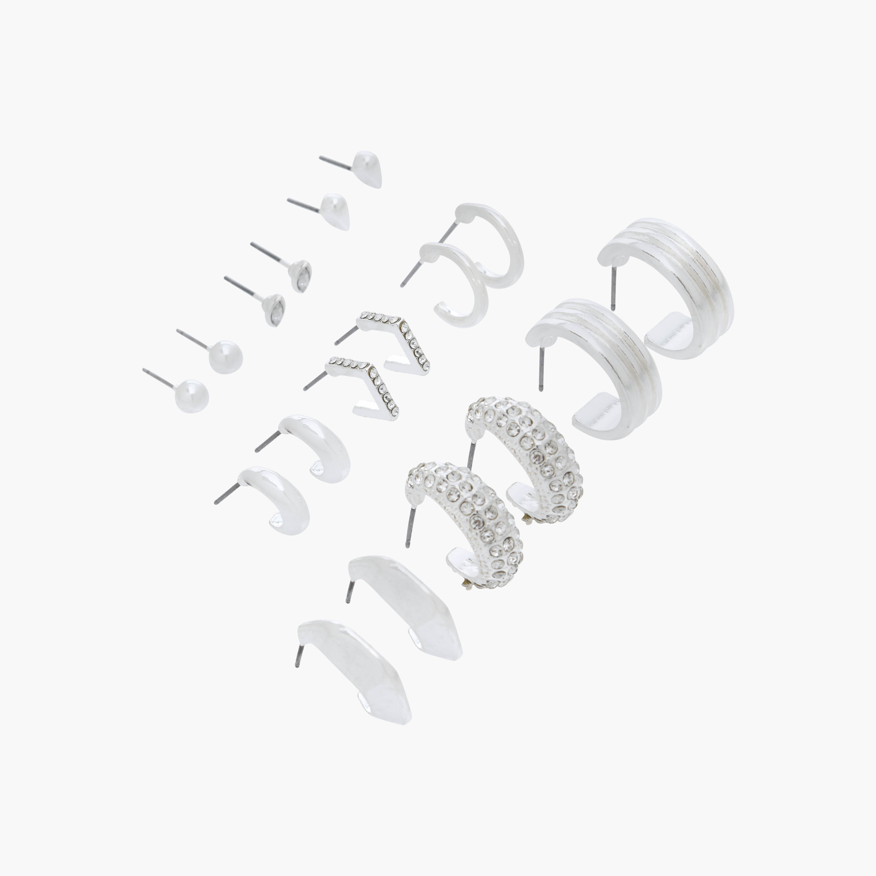 Gloo Pack of 9 Metallic Assorted Earrings with Pushback Closure-women-watchesandjewellery-jewellery-earrings-image-2