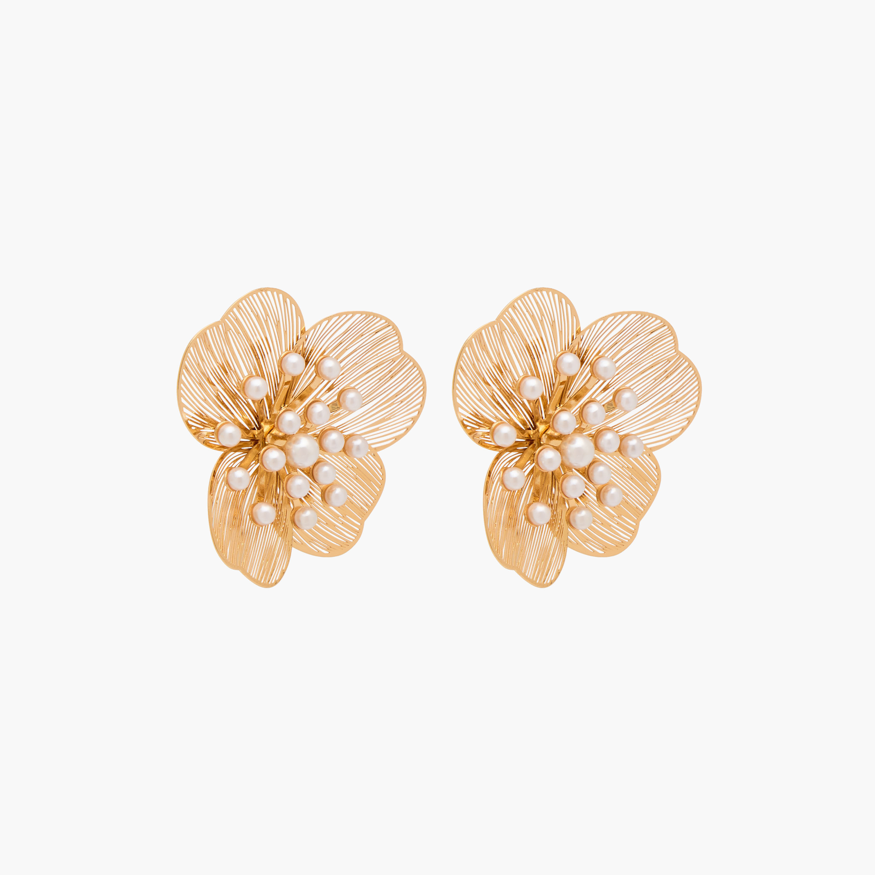 Gloo Metallic Floral Stud Earrings with Pushback Closure-women-watchesandjewellery-jewellery-earrings-image-2
