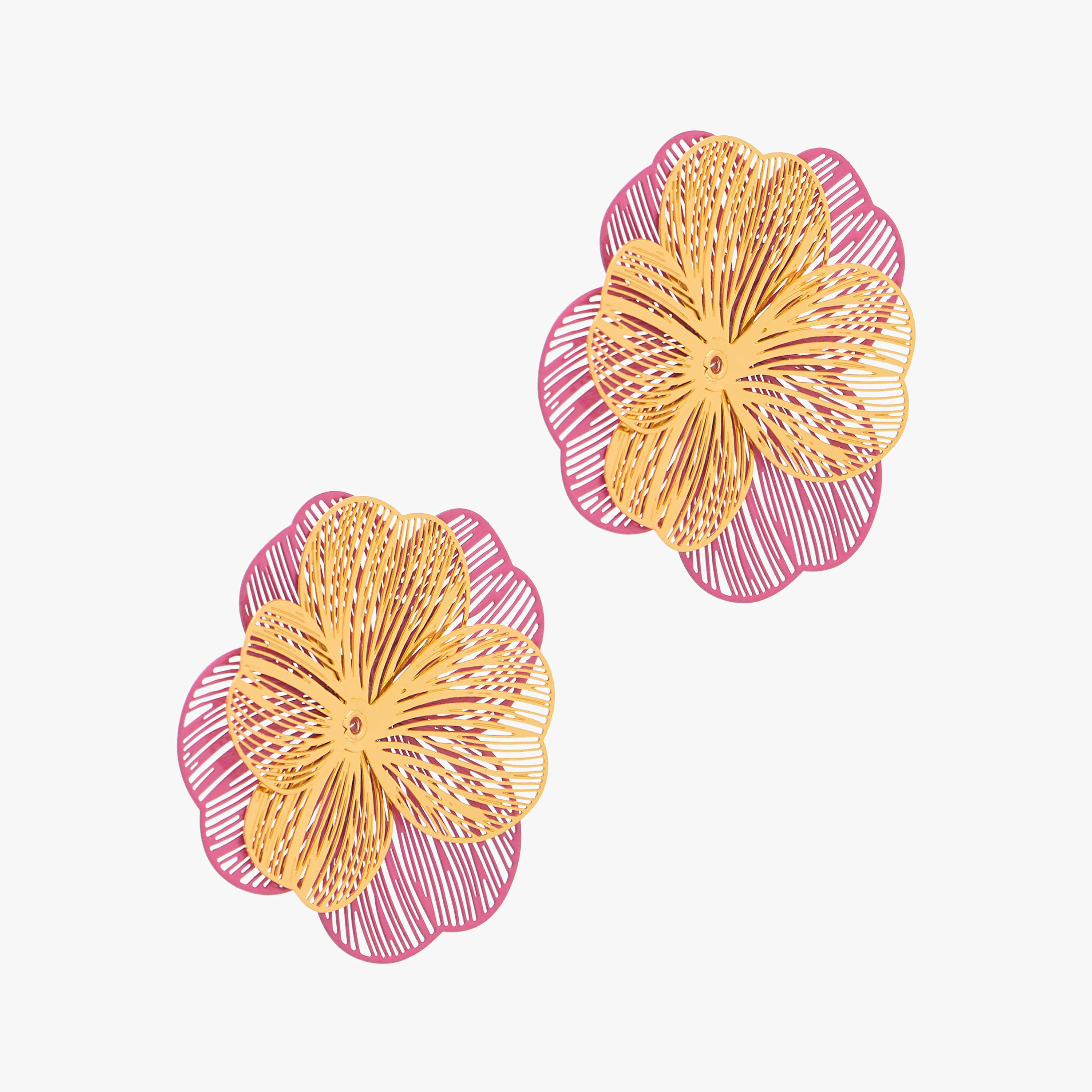 Gloo Metallic Floral Stud Earrings with Pushback Closure-women-watchesandjewellery-jewellery-earrings-image-2