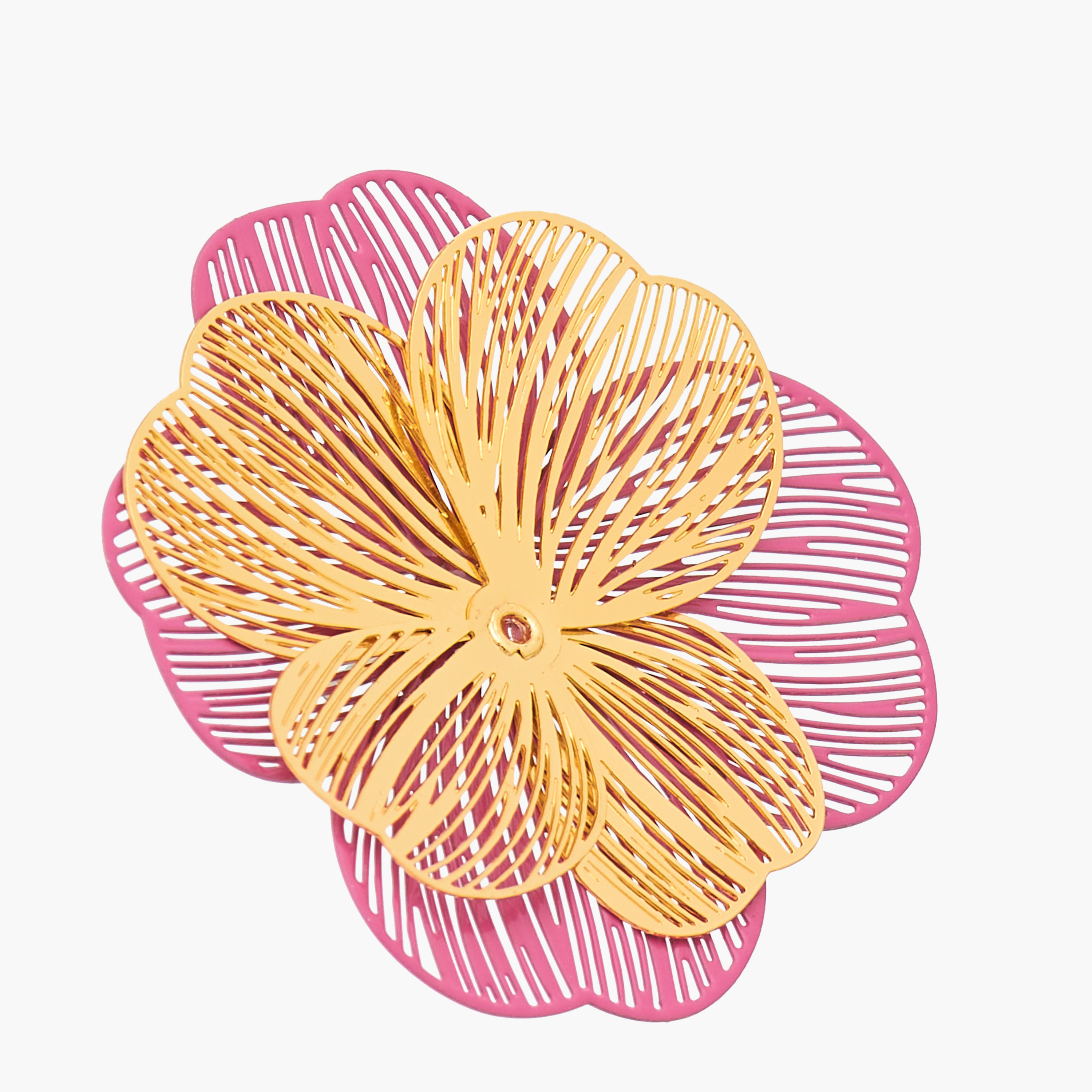 Gloo Metallic Floral Stud Earrings with Pushback Closure-women-watchesandjewellery-jewellery-earrings-image-3