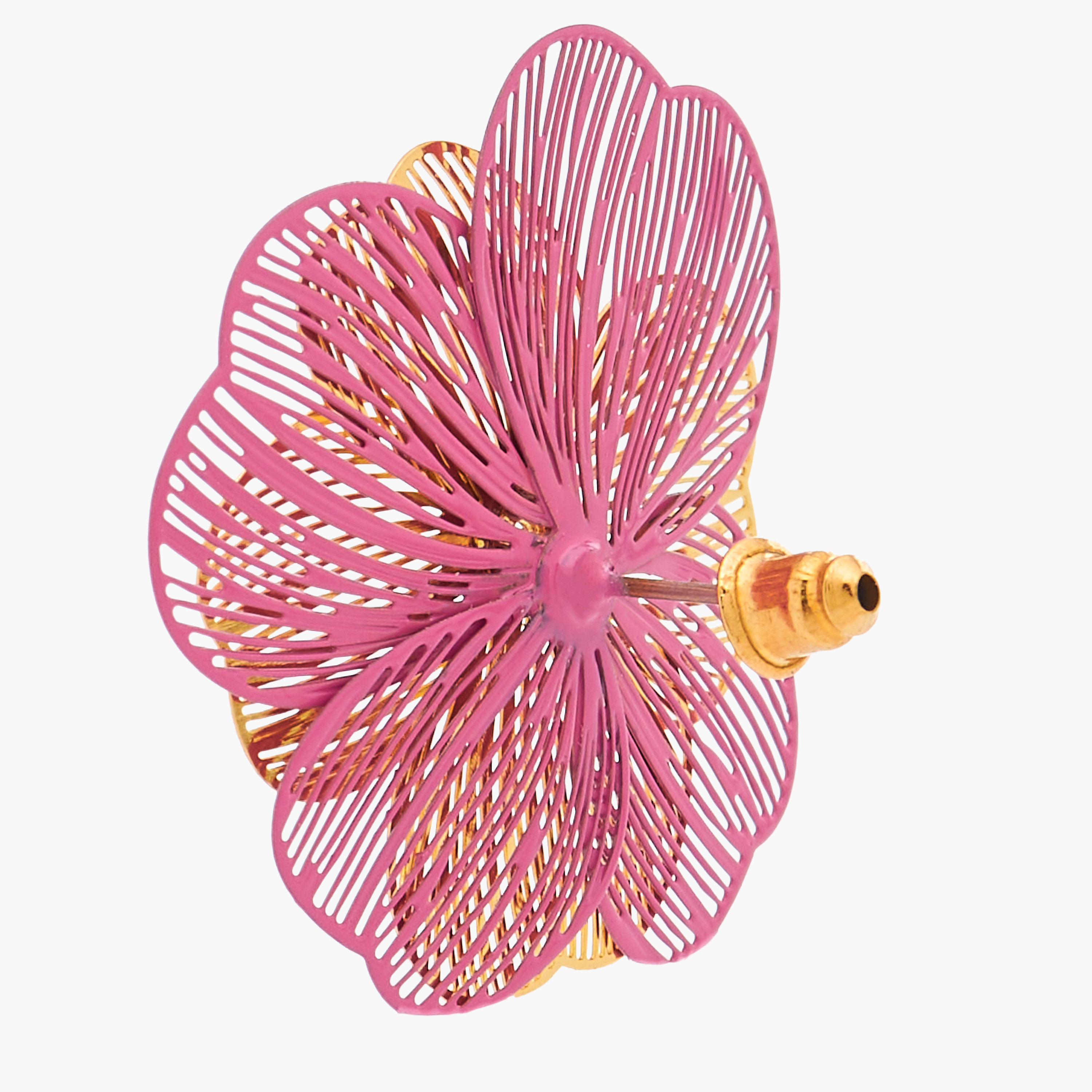 Gloo Metallic Floral Stud Earrings with Pushback Closure-women-watchesandjewellery-jewellery-earrings-image-4