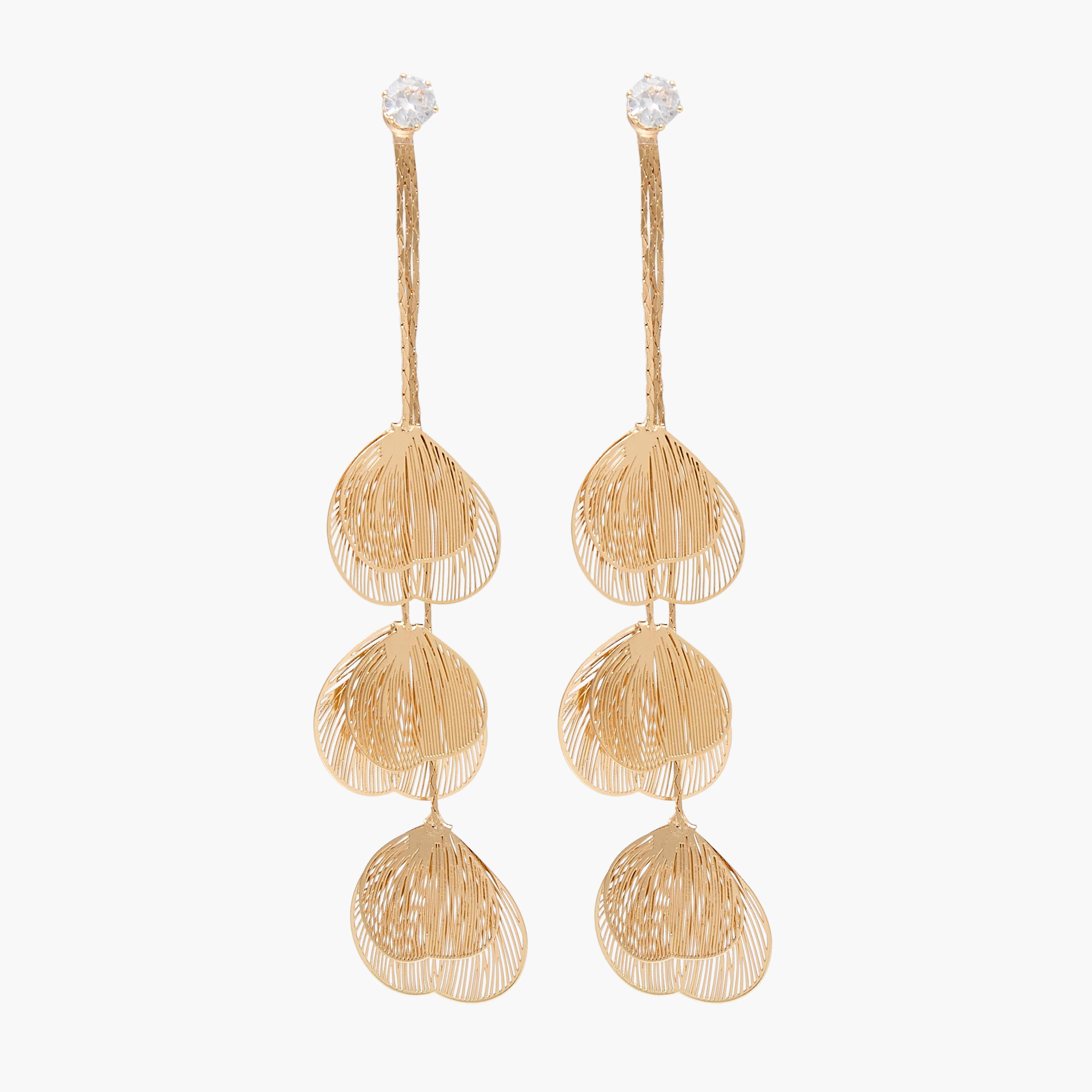 Gloo Gold Tone Filigree Leaf Drop Earrings with Pushback Closure-women-watchesandjewellery-jewellery-earrings-image-1