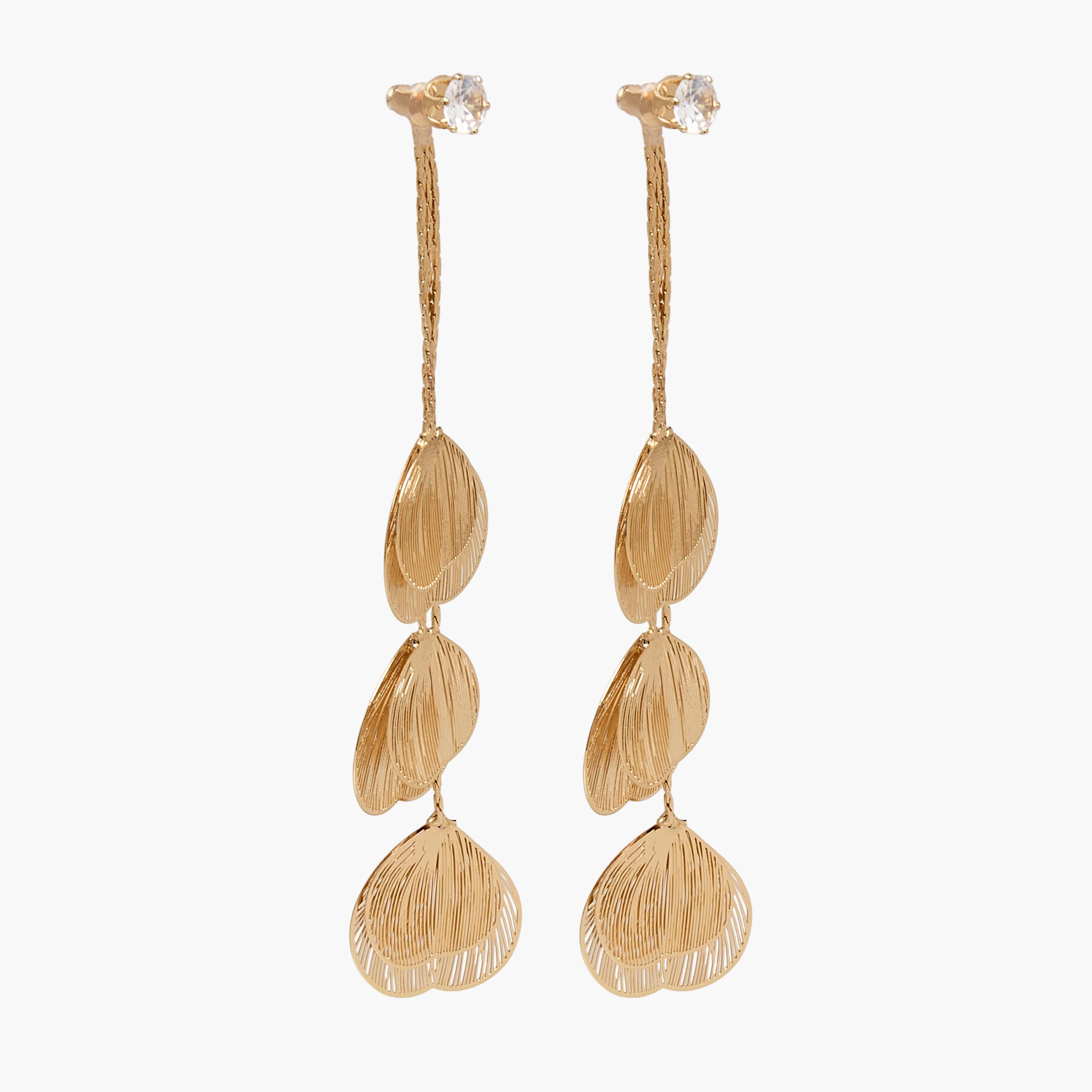 Gloo Gold Tone Filigree Leaf Drop Earrings with Pushback Closure-women-watchesandjewellery-jewellery-earrings-image-2