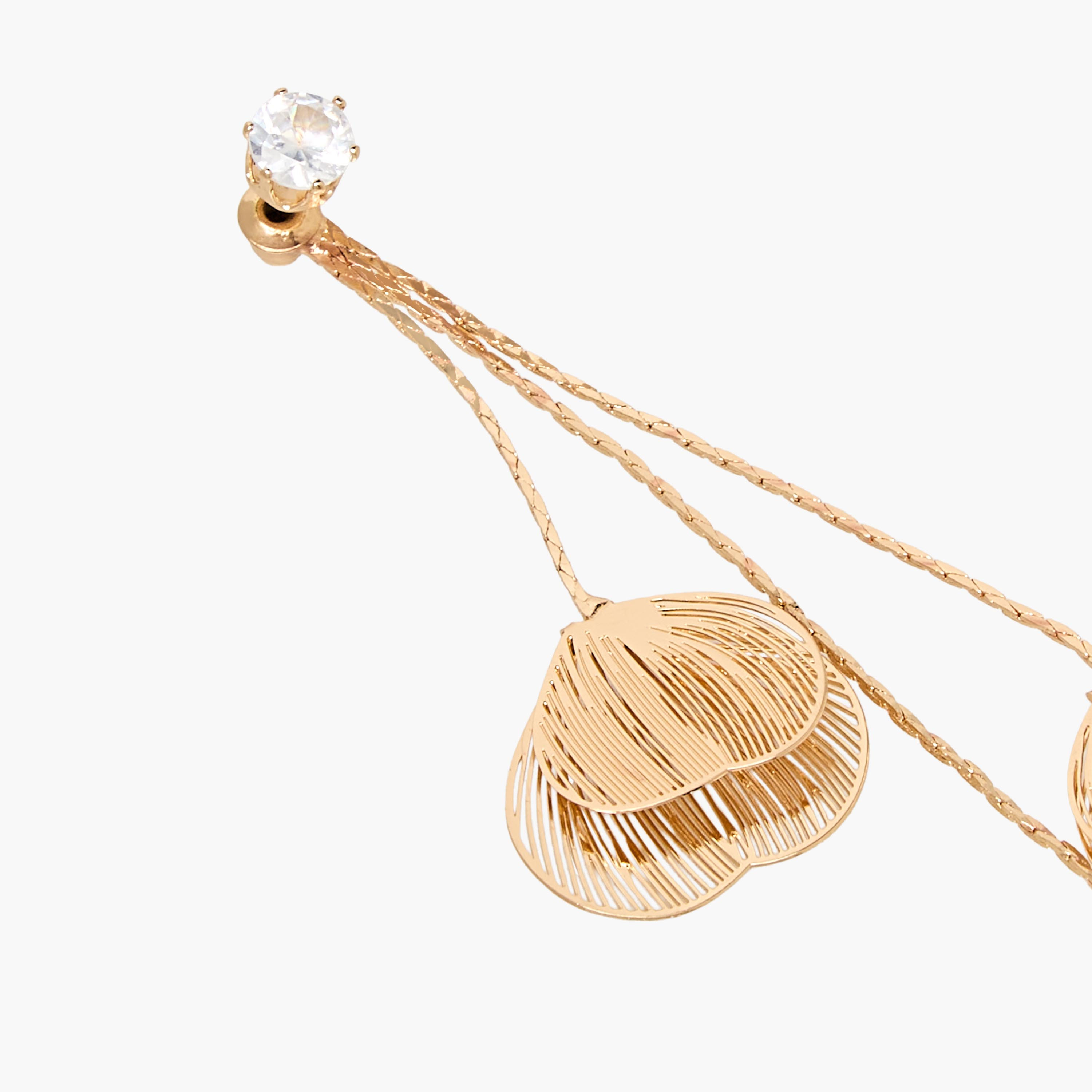 Gloo Gold Tone Filigree Leaf Drop Earrings with Pushback Closure-women-watchesandjewellery-jewellery-earrings-image-3