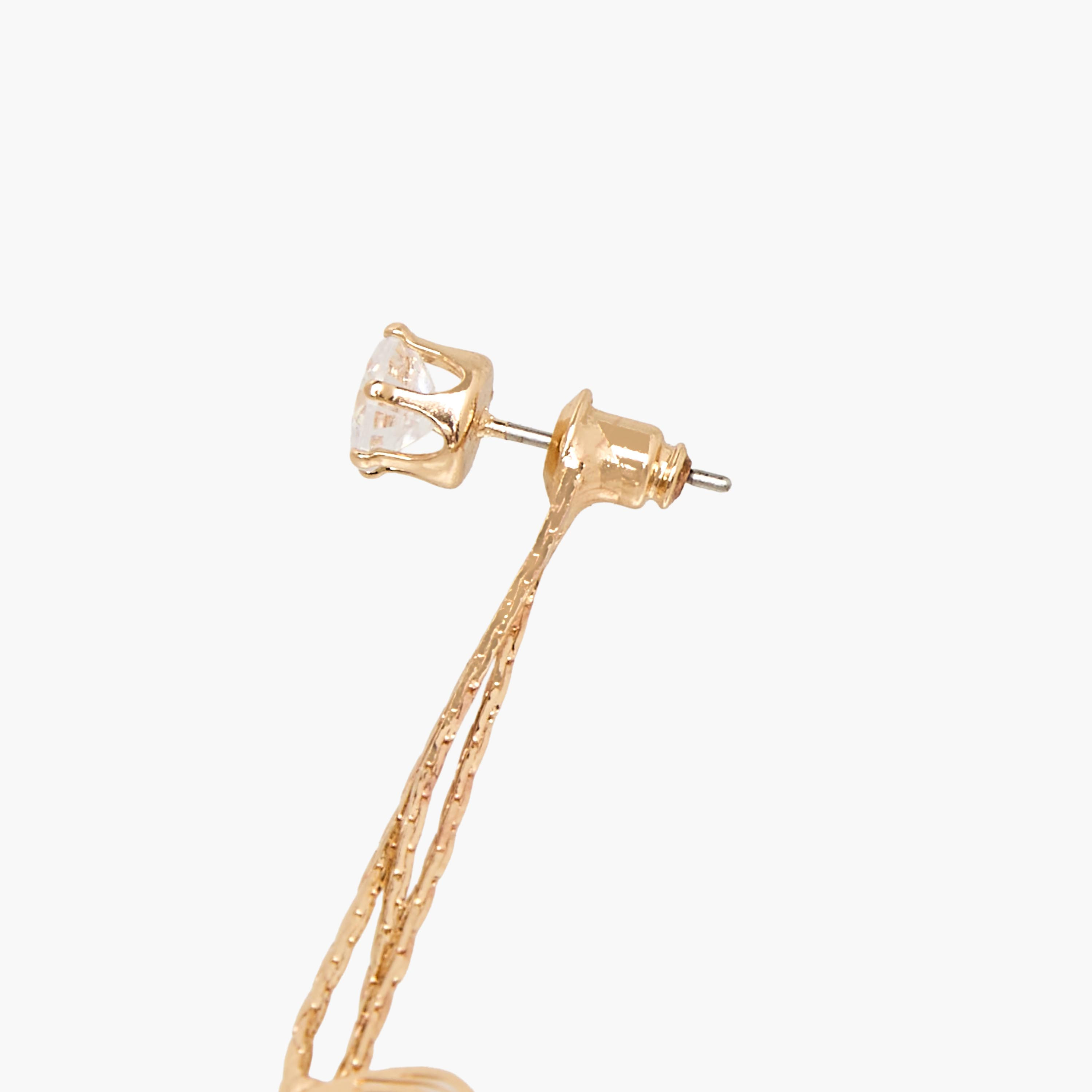Gloo Gold Tone Filigree Leaf Drop Earrings with Pushback Closure-women-watchesandjewellery-jewellery-earrings-image-4