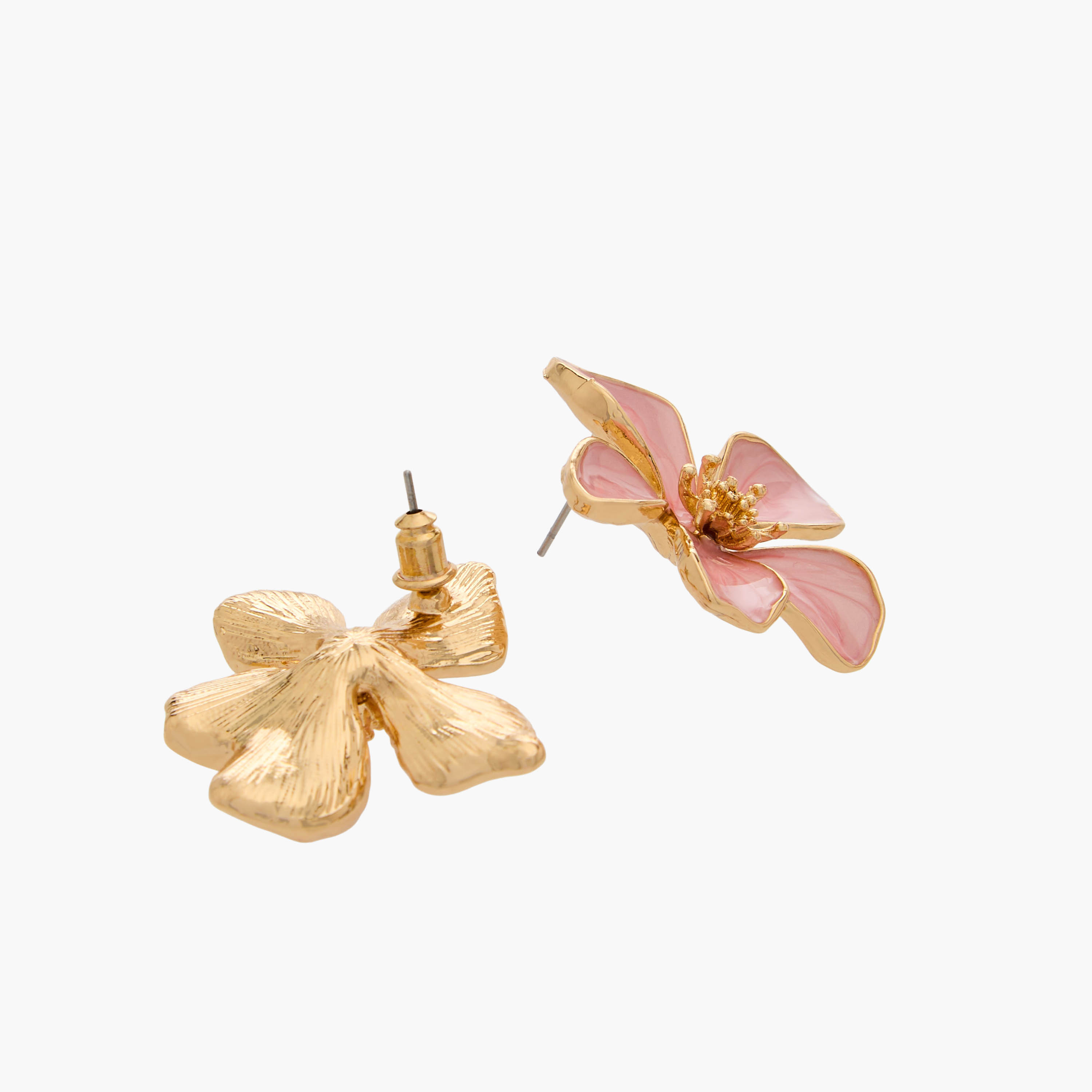 Gloo Metallic Floral Stud Earrings with Pushback Closure-women-watchesandjewellery-jewellery-earrings-image-3