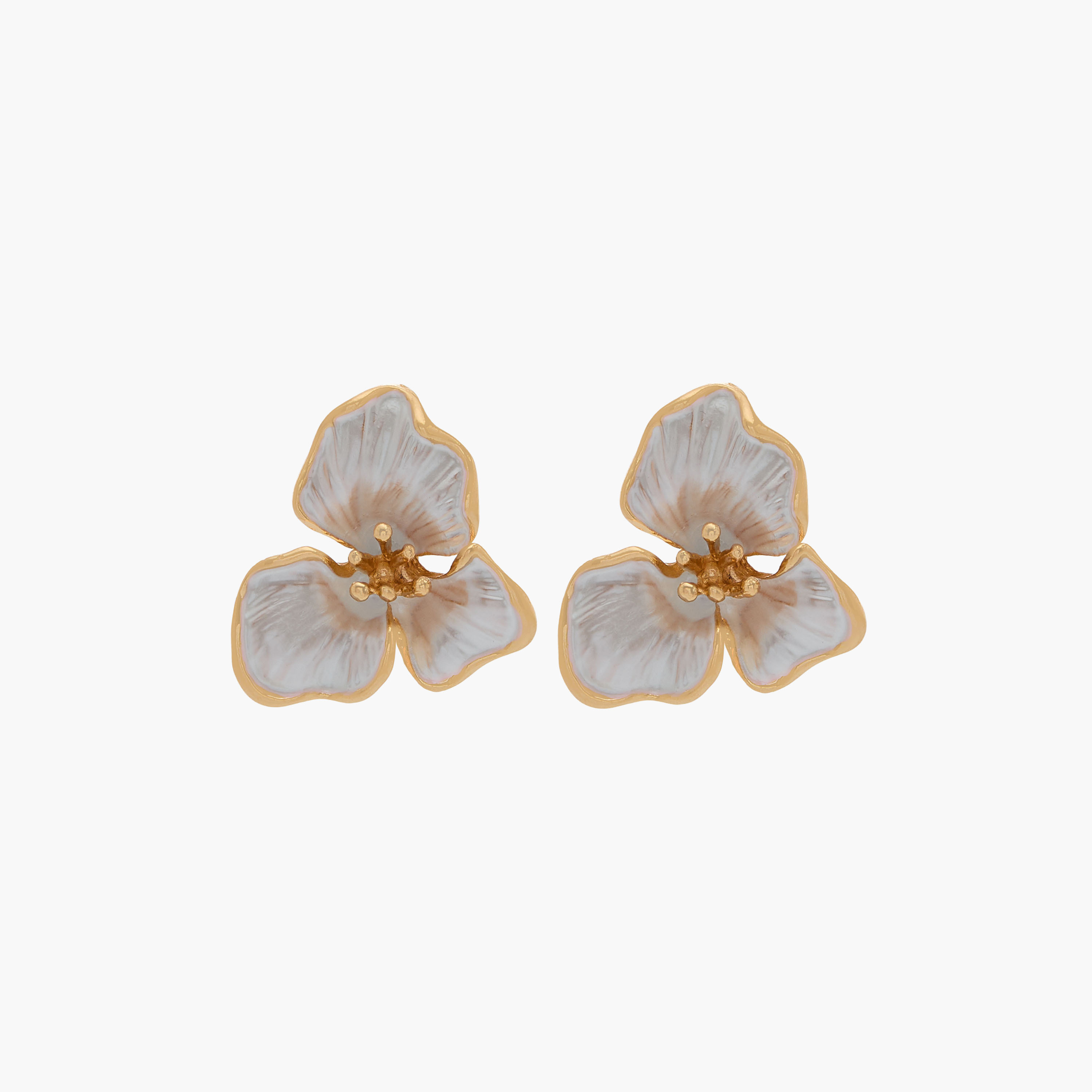 Metallic Floral Stud Earrings with Pushback Closure-women-watchesandjewellery-jewellery-earrings-image-1