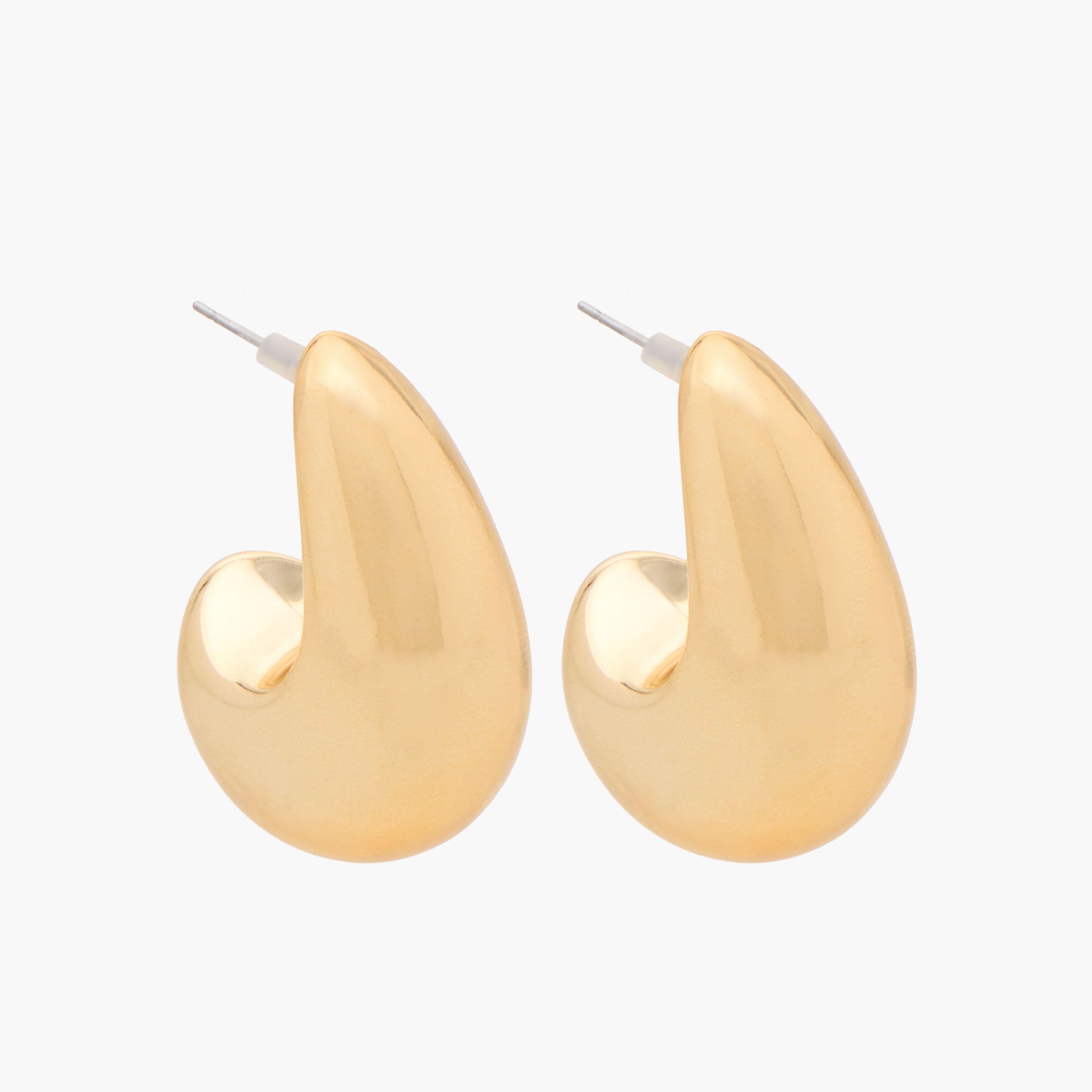 Gloo Gold Finish Chunky Hoop Earrings with Pushback Closure-women-watchesandjewellery-jewellery-earrings-image-2