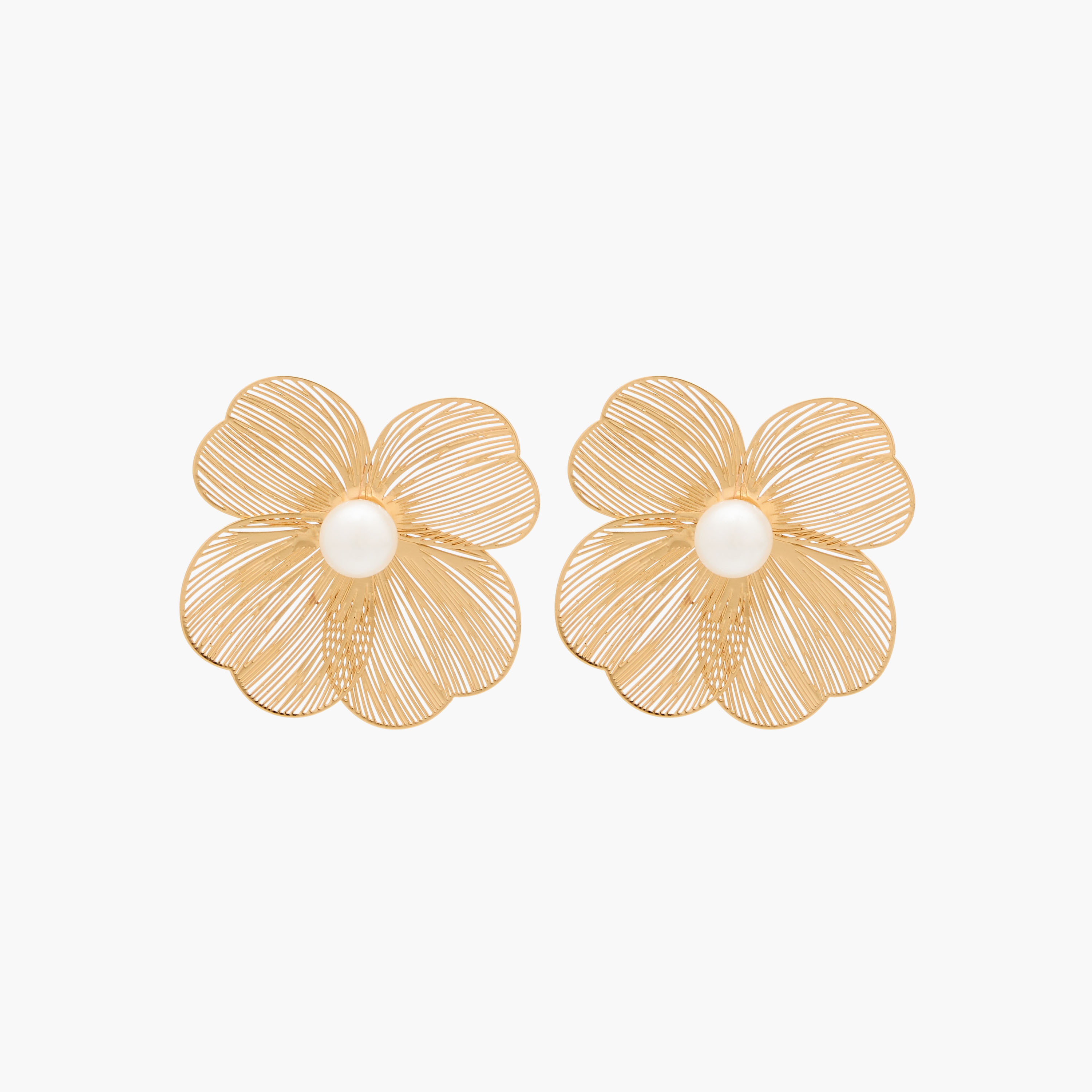 Gloo Gold Finish Floral Shape Stud Earrings with Pushback Closure-women-watchesandjewellery-jewellery-earrings-image-1