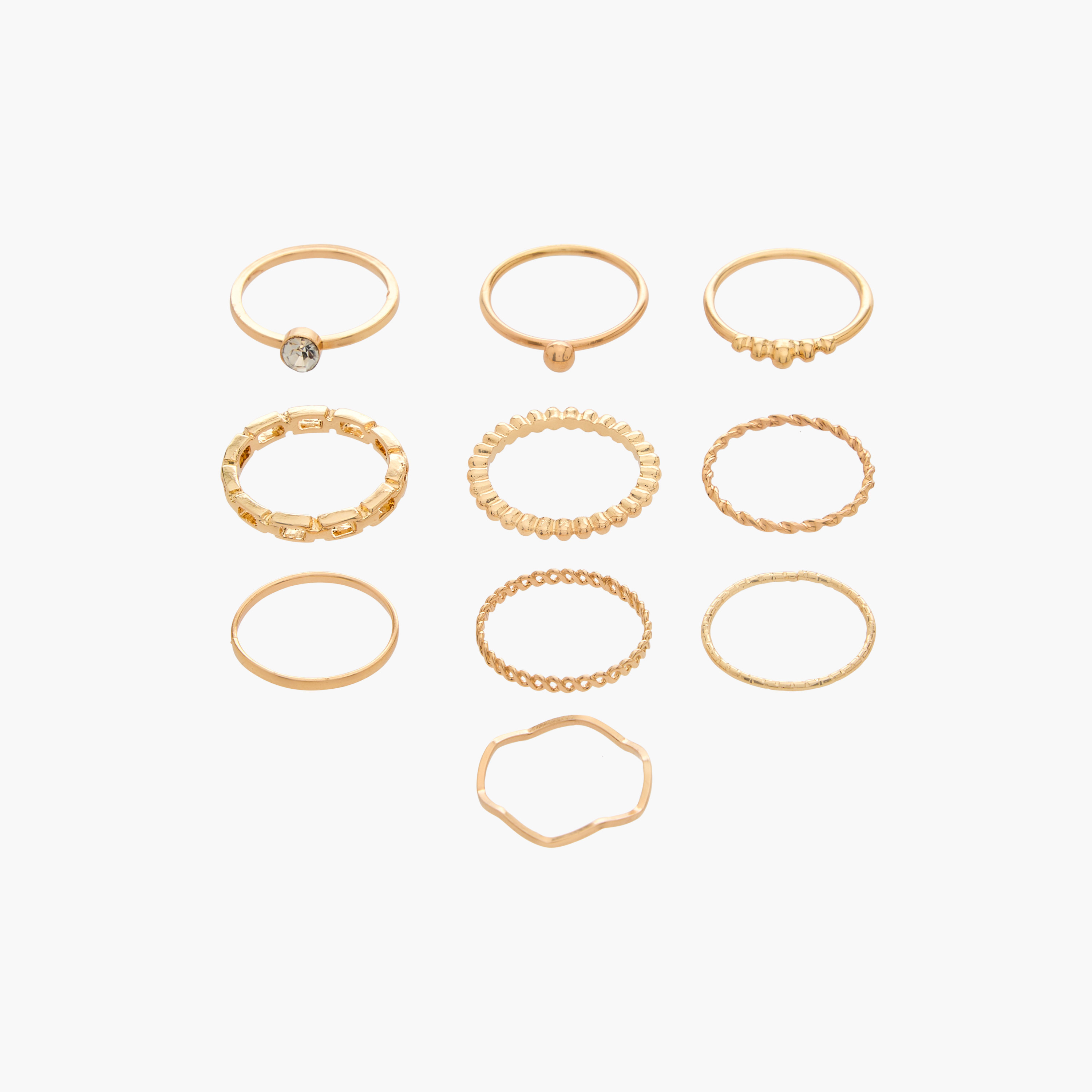 Pack of 10 Assorted Metallic Ring-women-watchesandjewellery-jewellery-rings-image-1